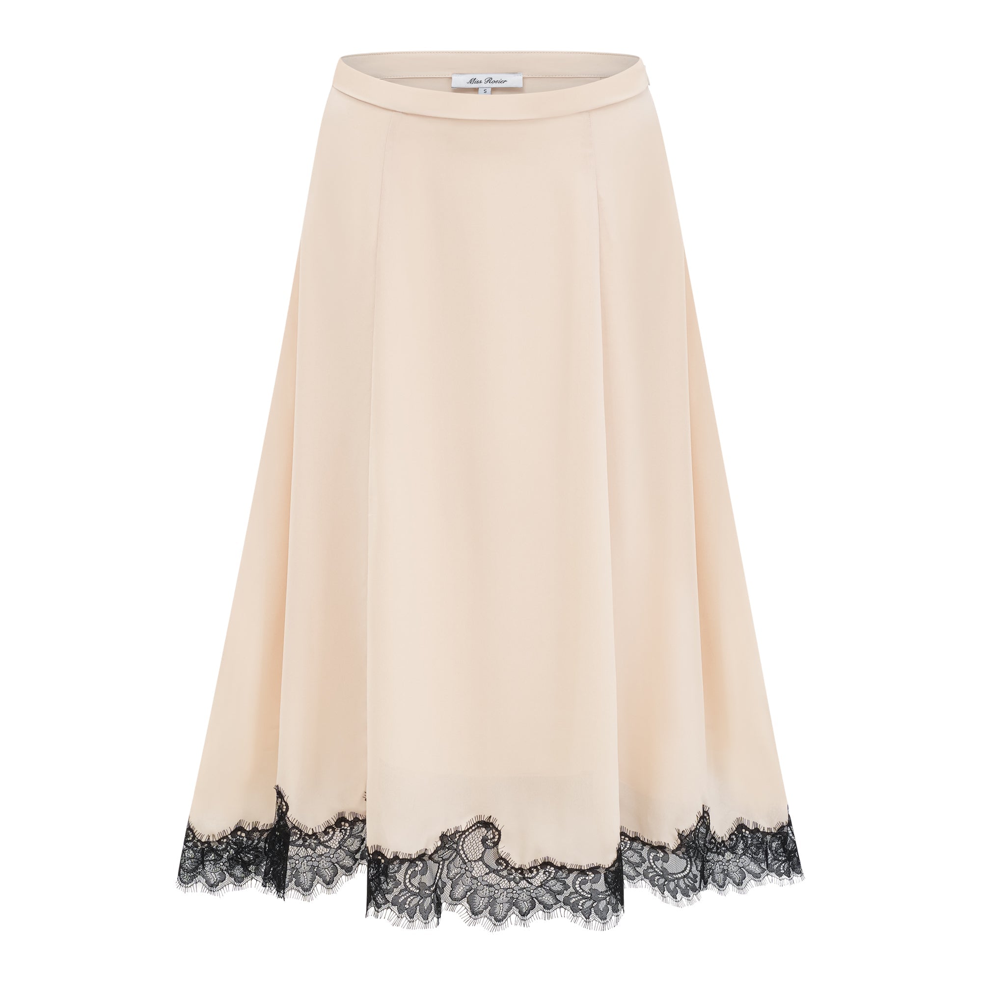 Zsófia Neutral Lace Panel Chiffon Top & Skirt Matching Set (Final Sale-US Only)