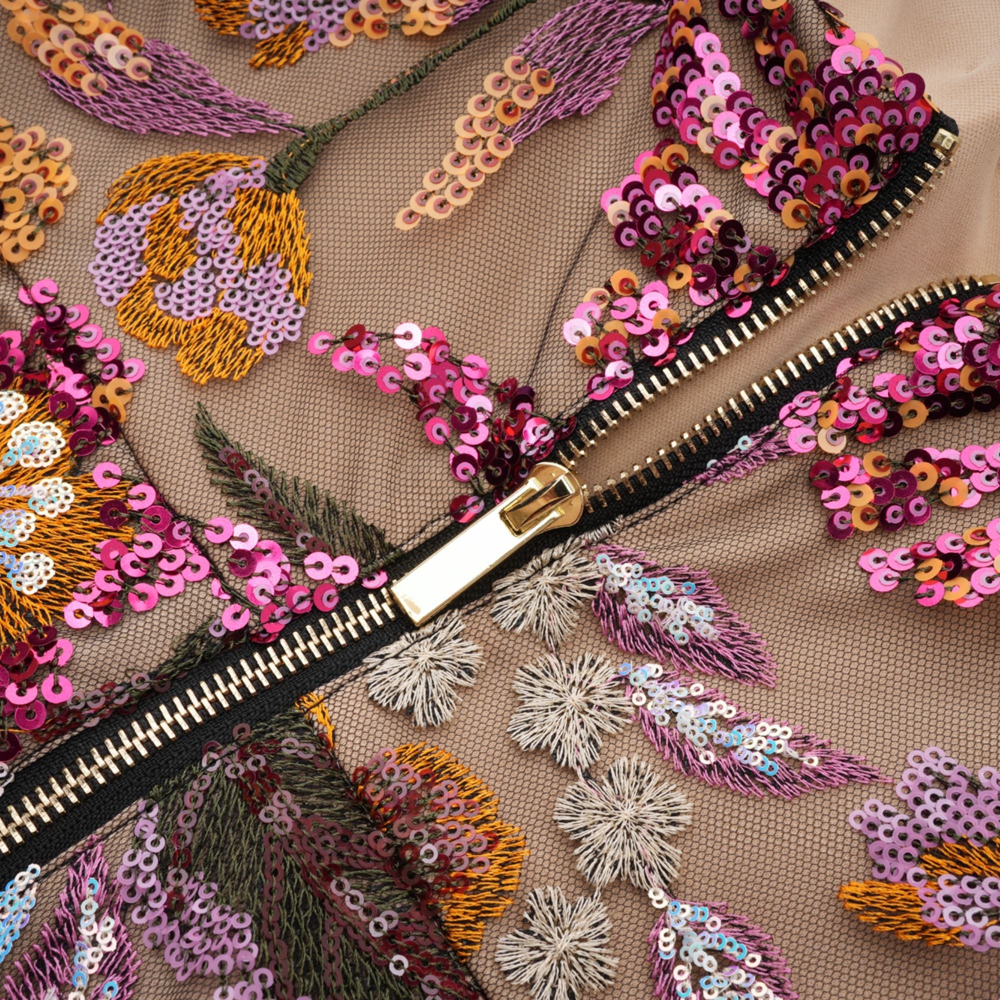 Thérèse sequin-embellished embroidered floral colorful midi dress (Final Sale-US Only)