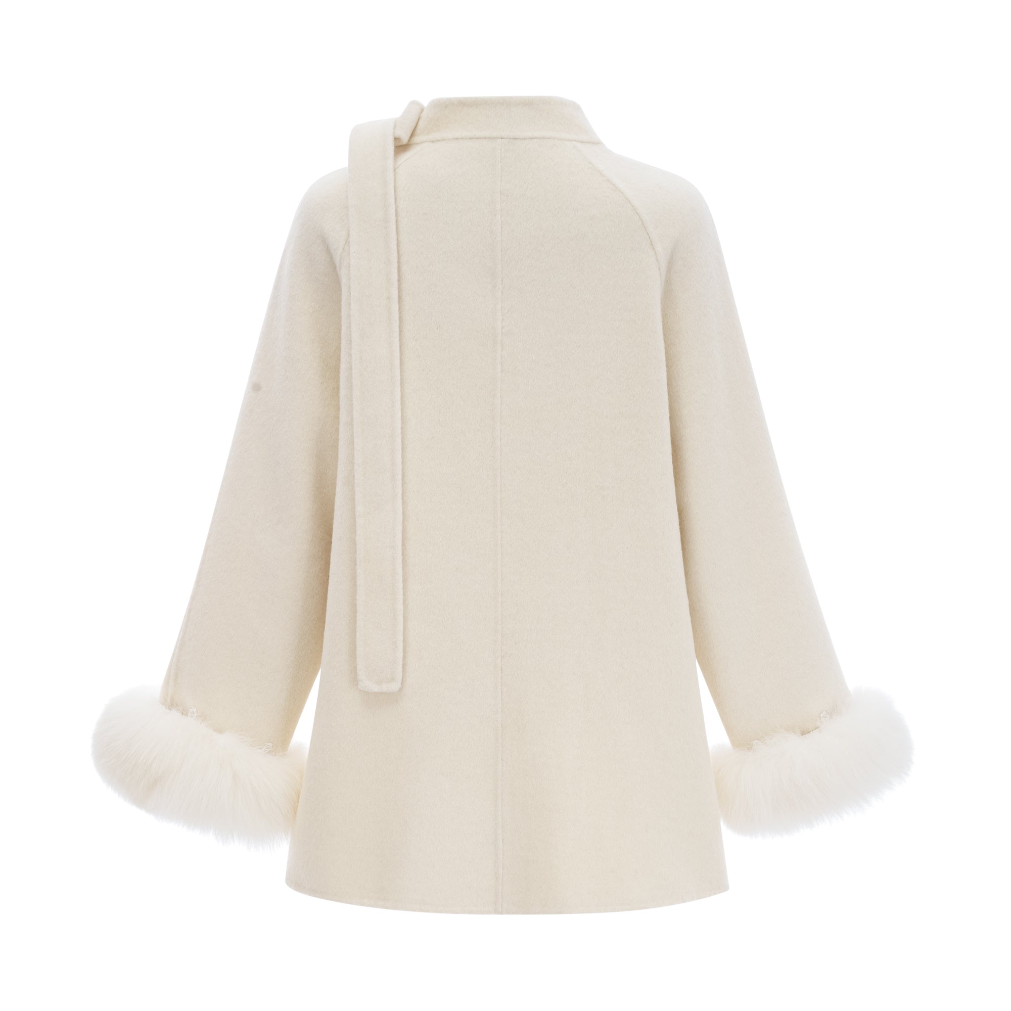 Colette white wool fur bowknot coat (Final Sale)