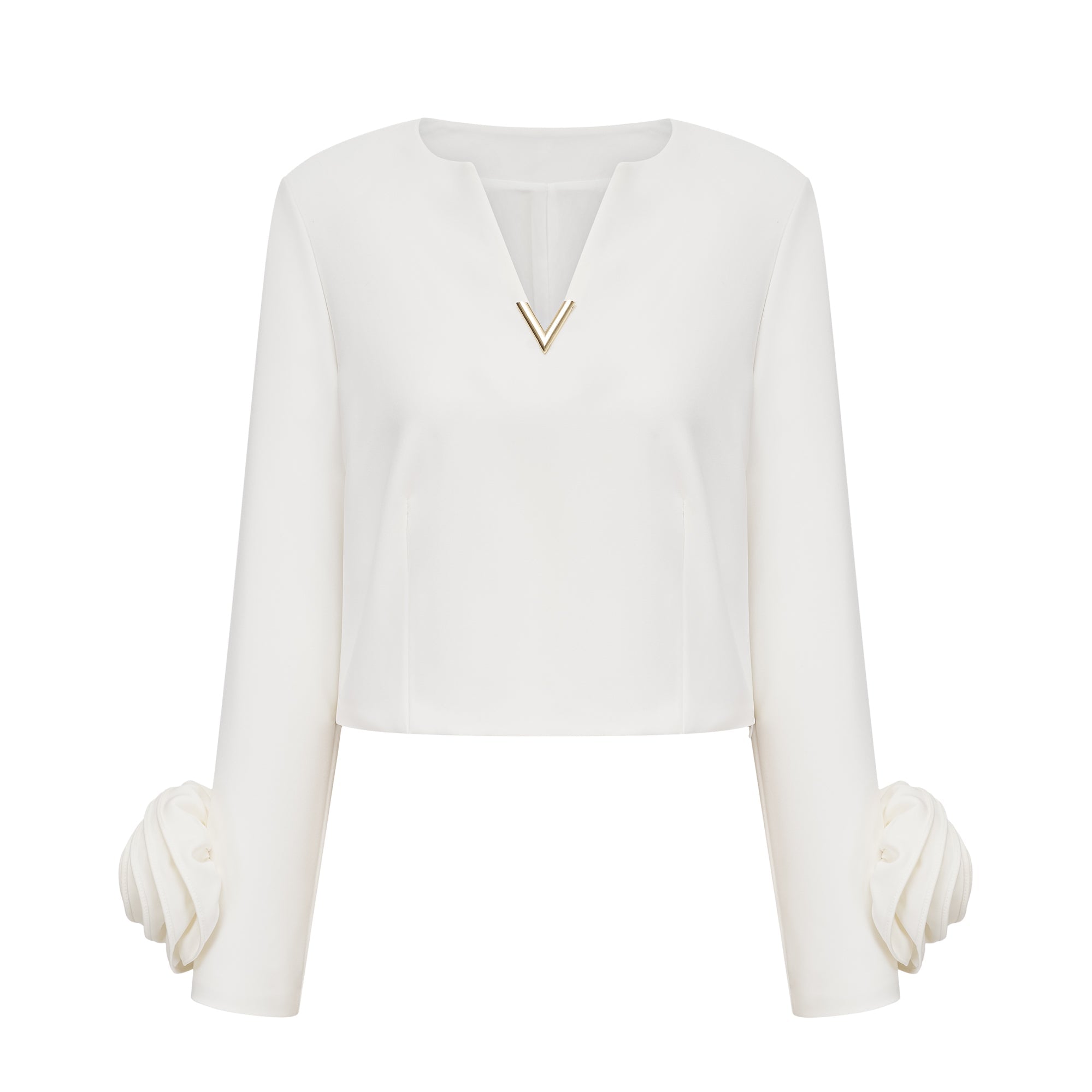 Hilaire white 3d-petal top & skirt matching set