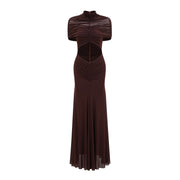 Bruna Cut-Out Ruched Mesh Maxi Dress (Final Sale)