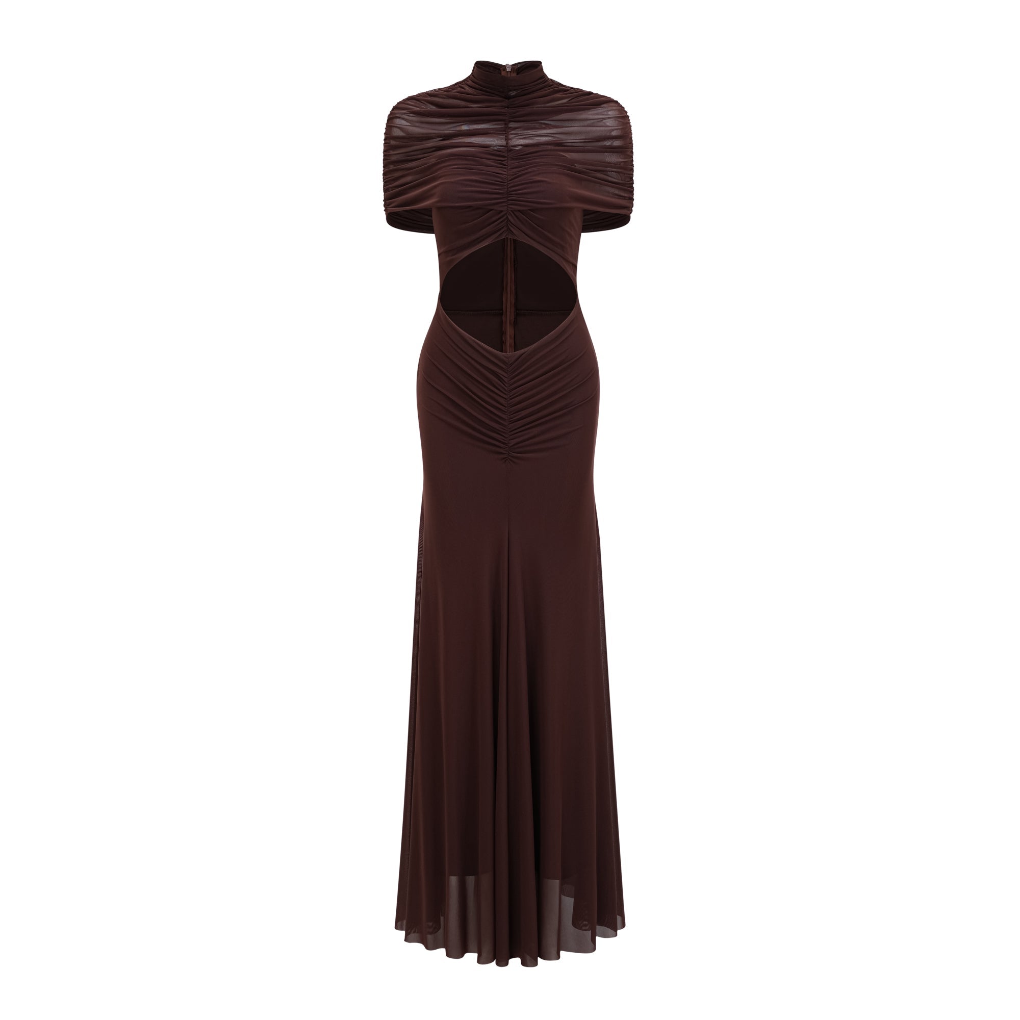 Bruna Cut-Out Ruched Mesh Maxi Dress (Final Sale)