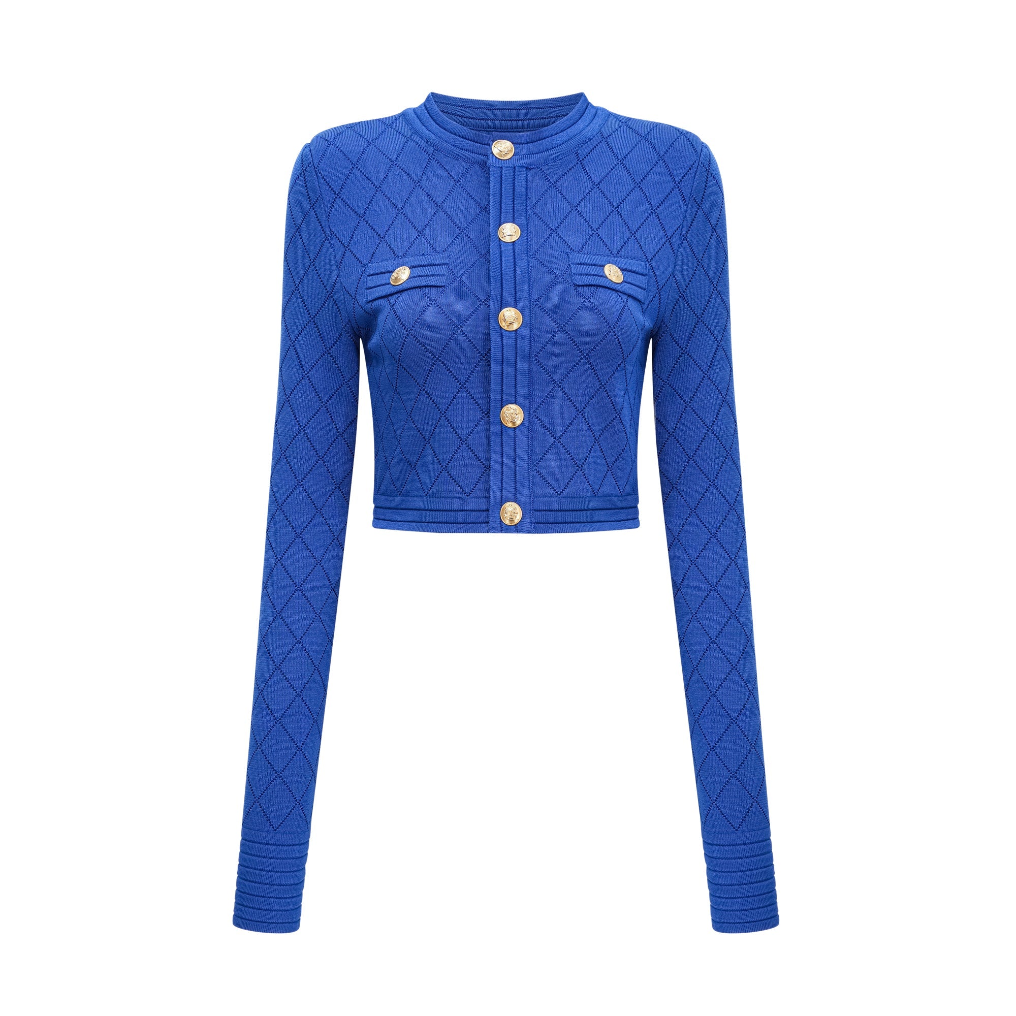 Maëlys blue button-detail knitted top & skirt matching set