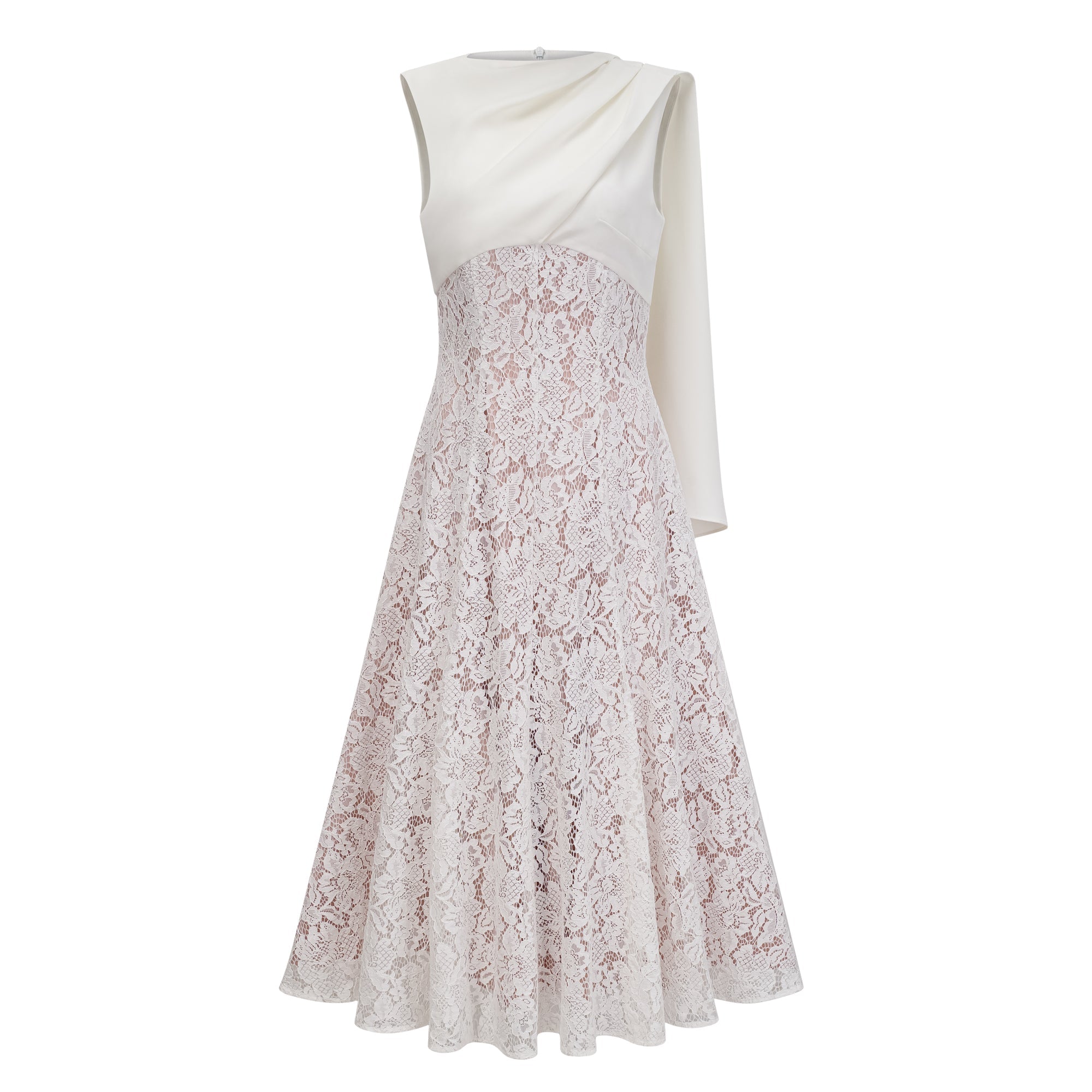 Marzia White Ribbon Detail Floral Lace Maxi Dress (Final Sale-US Only)