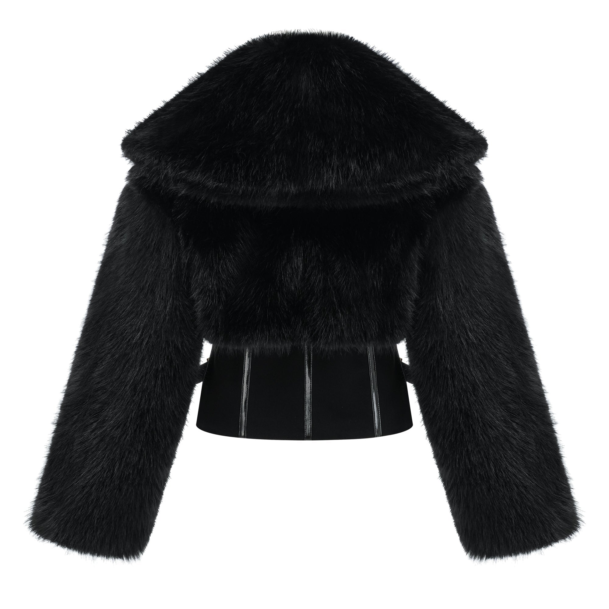 Alberta Black Faux-Fur Corset Panel Jacket (Final Sale)