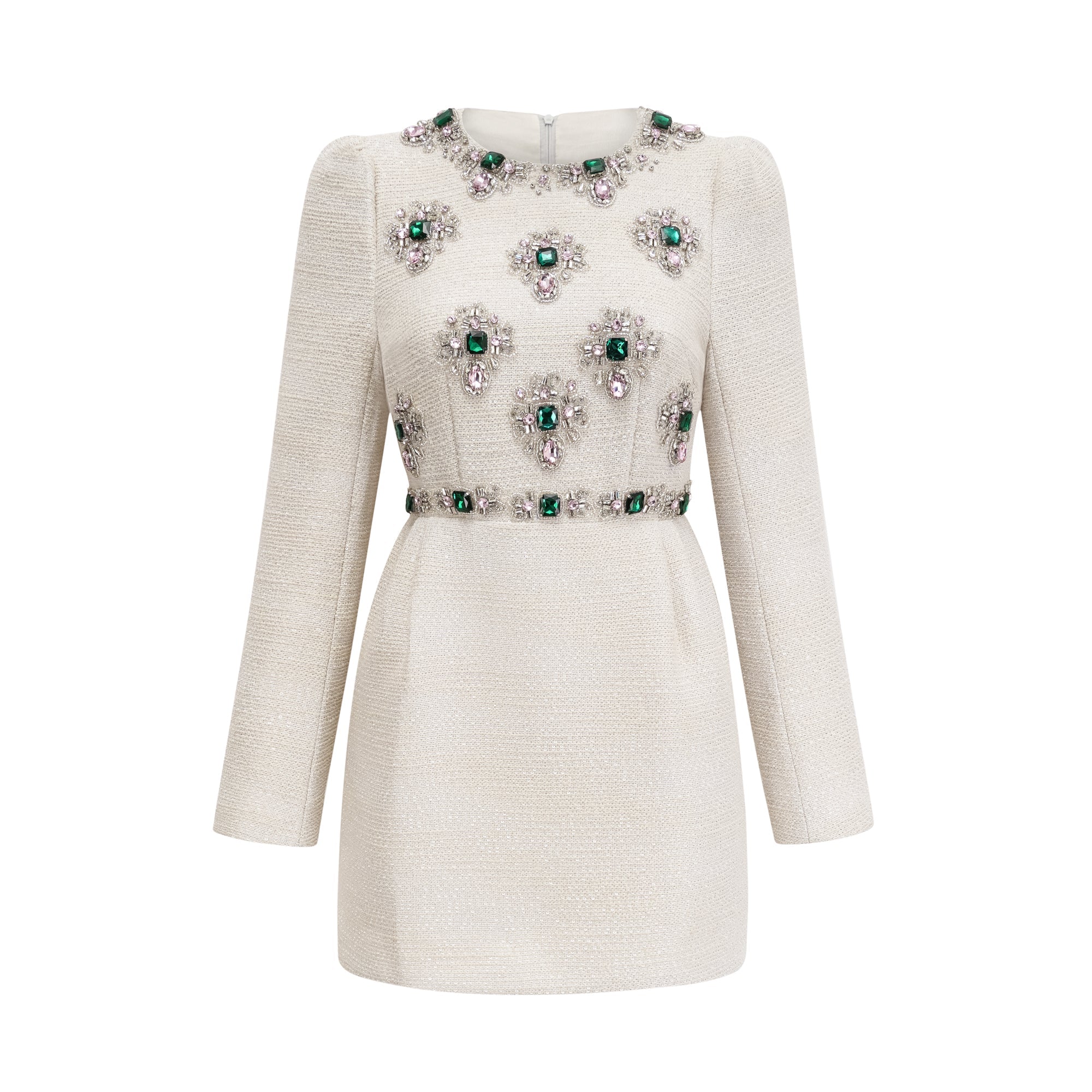Pauline white tweed bead-embellished mini dress (US Only)