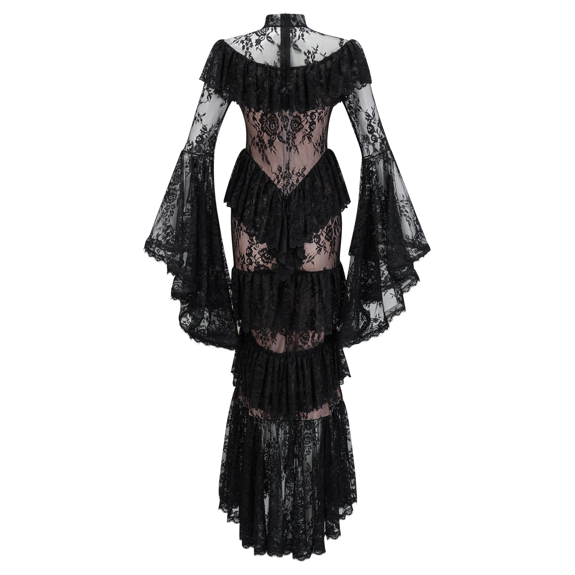 Roxane black floral-lace ruffled maxi dress (Final Sale-US Only)