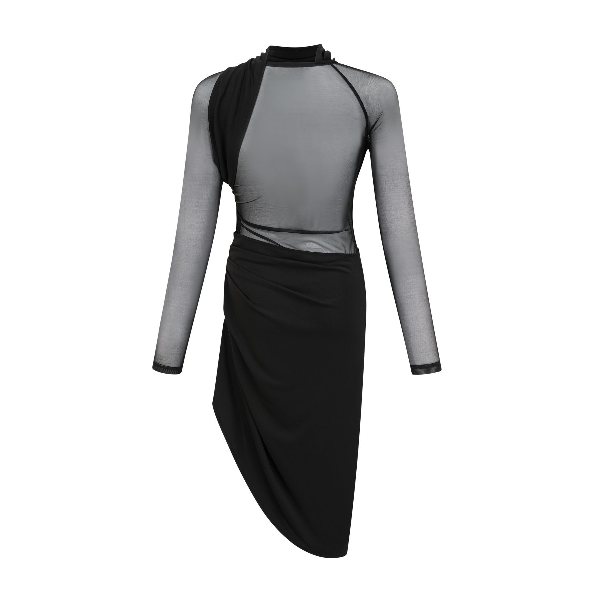 Clarisse semi-sheer ruched midi dress (Final Sale)