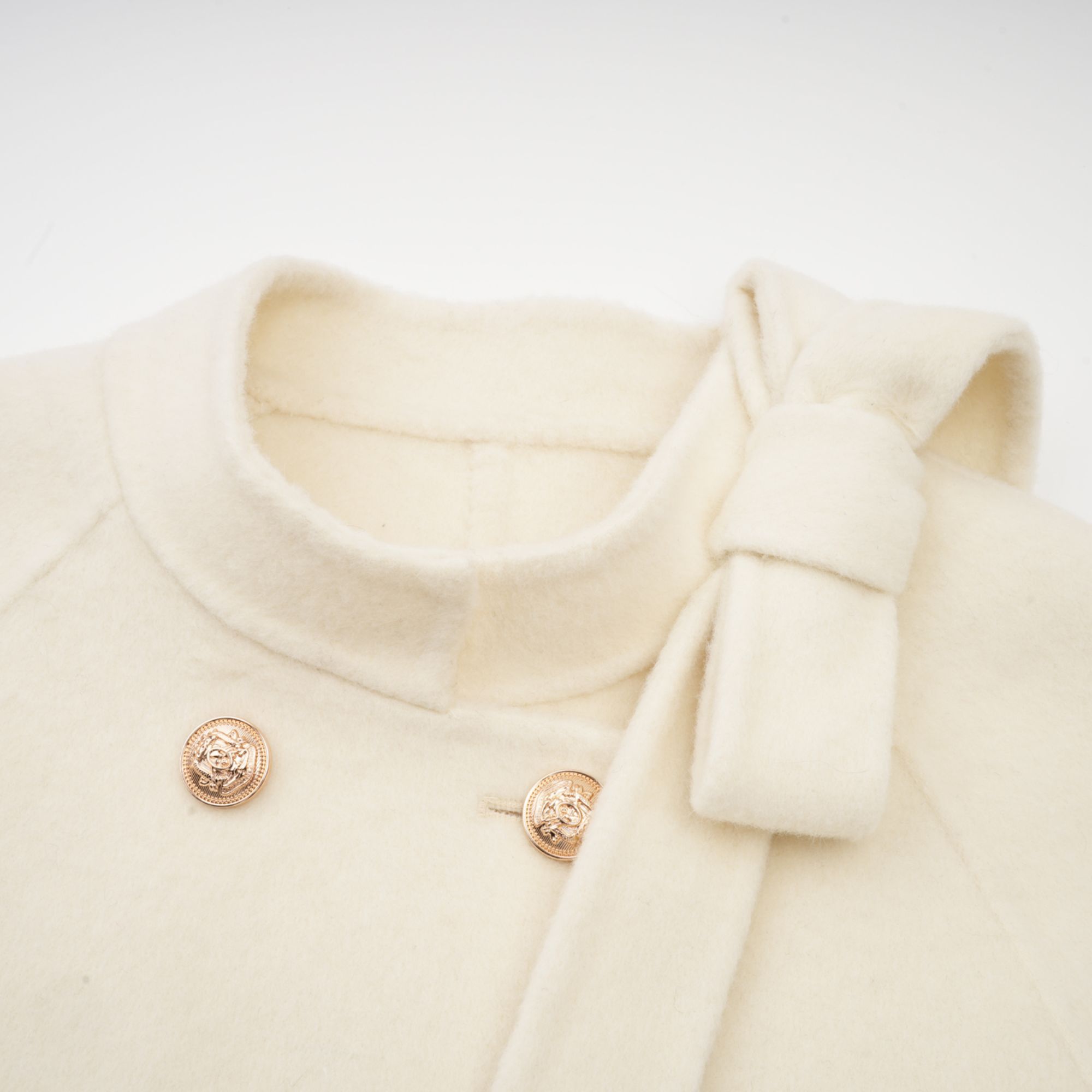 Colette white wool fur bowknot coat (Final Sale)
