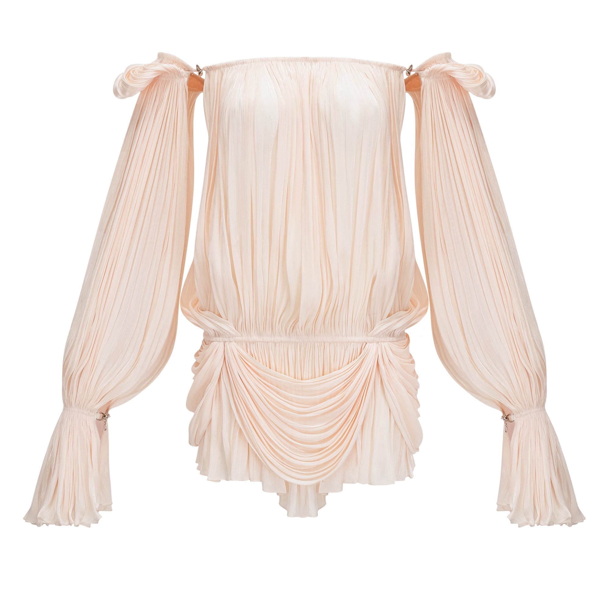 Halvard Neutrals Pleated Ruffled Mini Dress