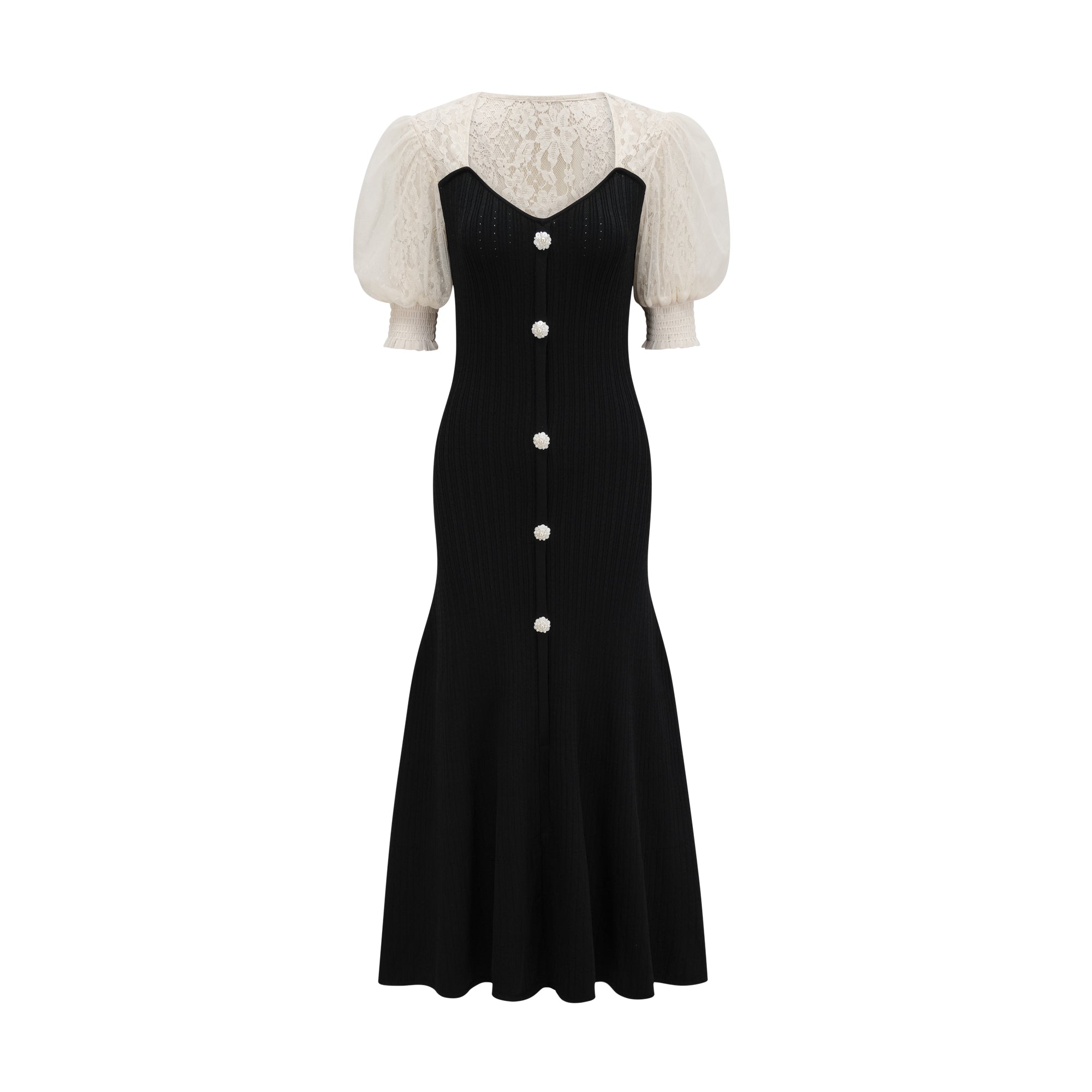 Noa lace-trimmed knit midi dress