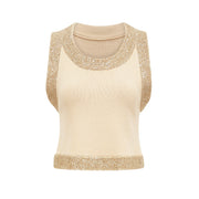 Cyrielle wool sequined embellished vest top - Beige white