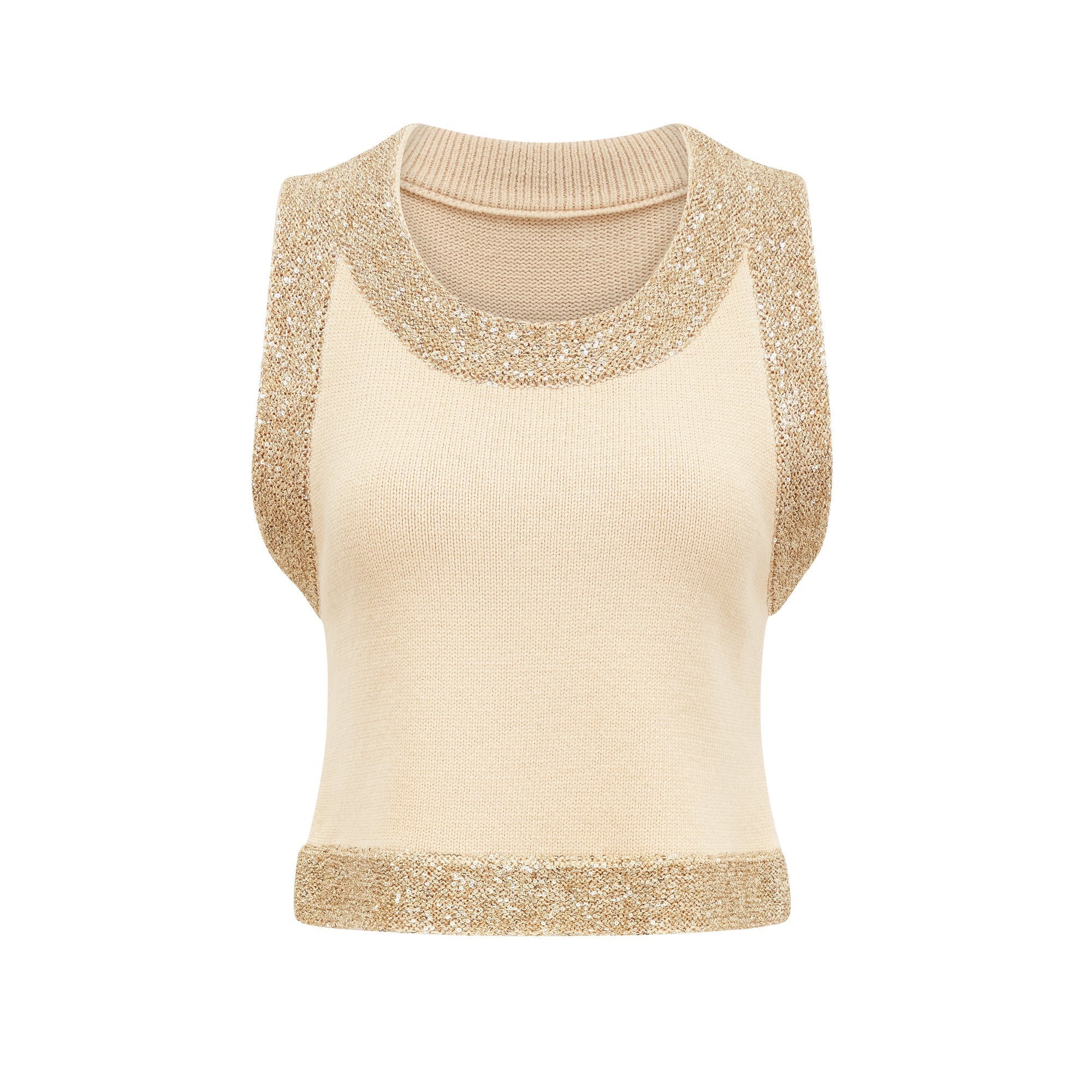 Cyrielle wool sequined embellished vest top - Beige white