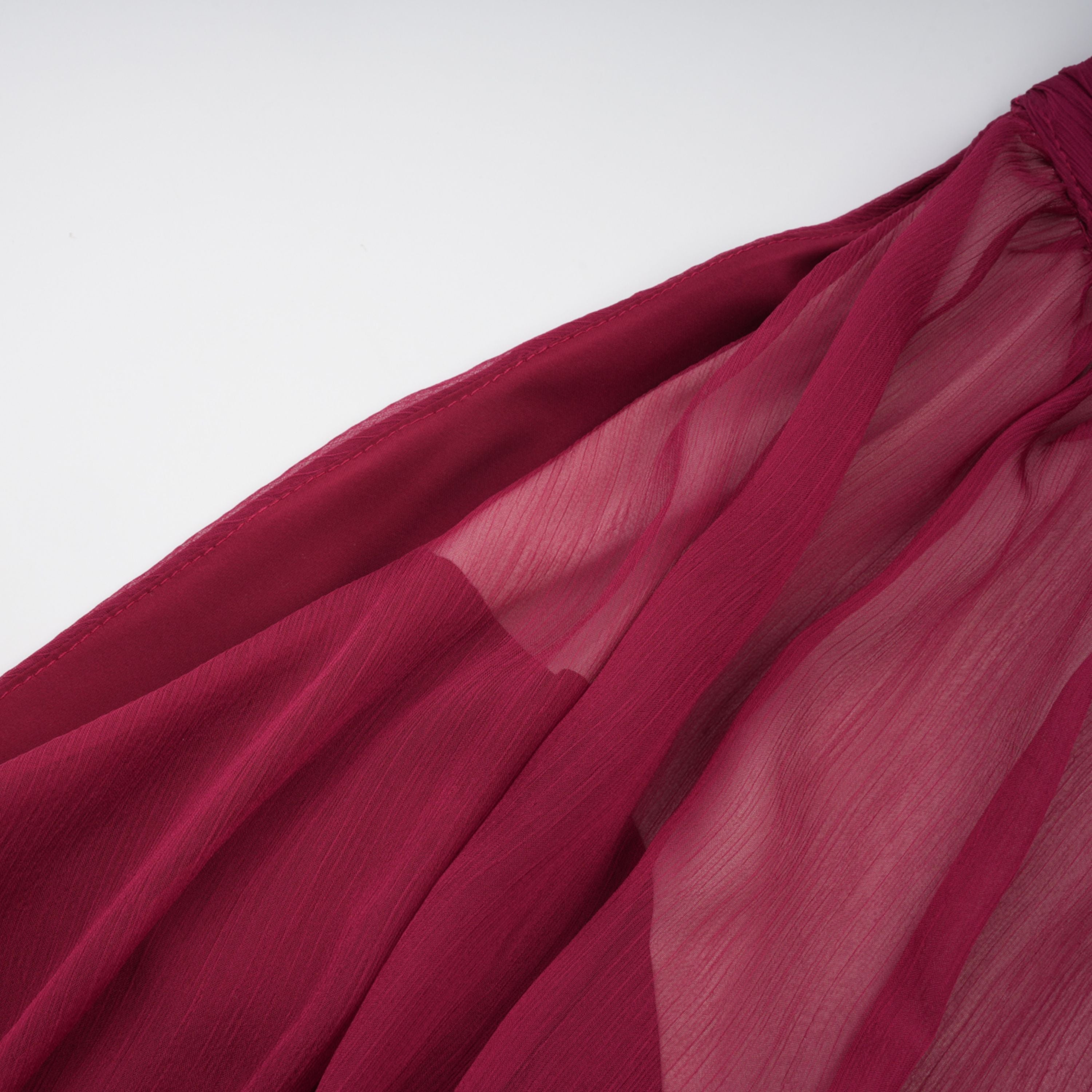 Éléna Burgundy Asymmetrical Ruffled Tulle Mini Dress (Final Sale-US Only)