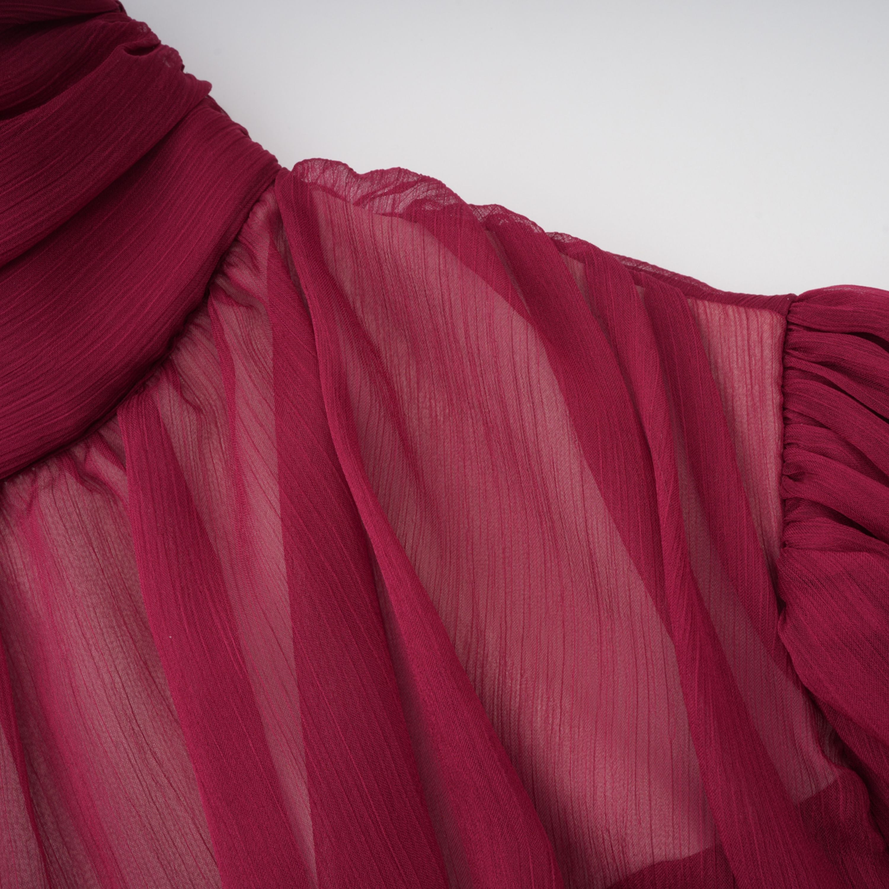 Éléna Burgundy Asymmetrical Ruffled Tulle Mini Dress (Final Sale-US Only)