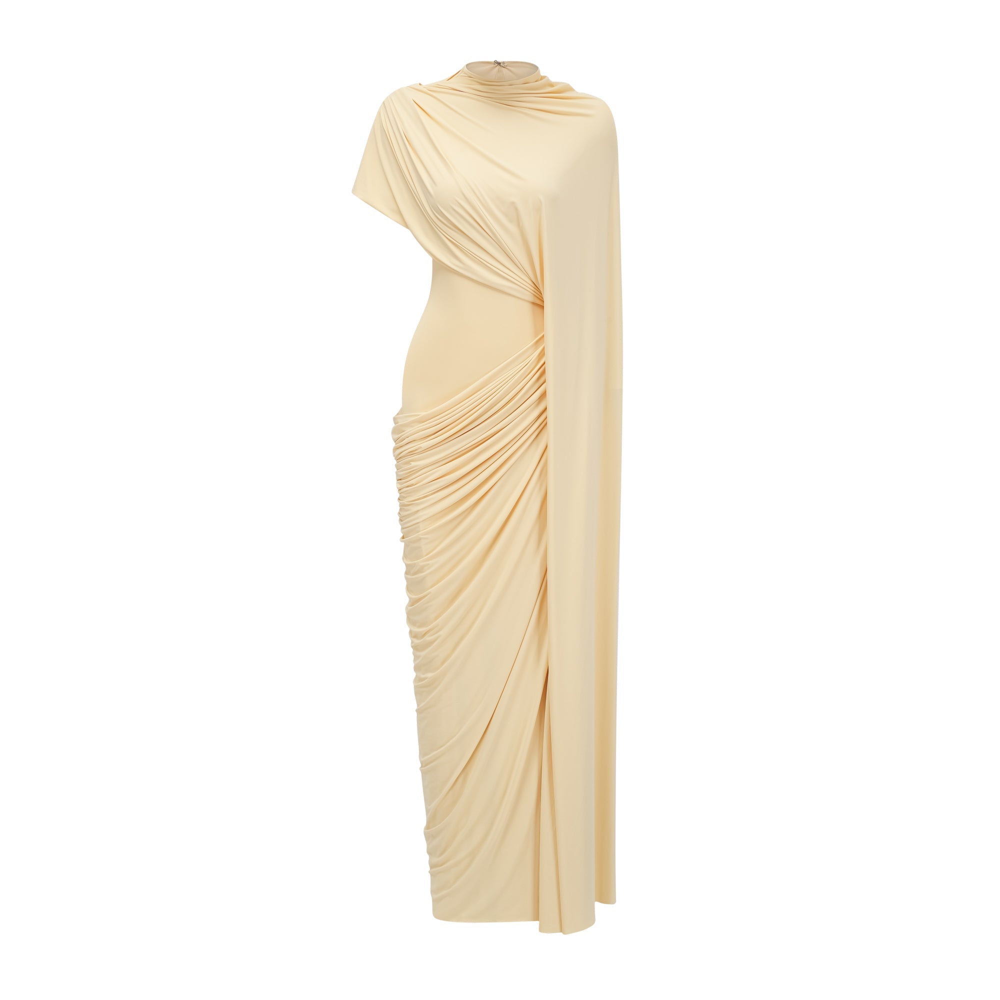 Fenella Yellow Asymmetrical Draped Cape & Dress Matching Set