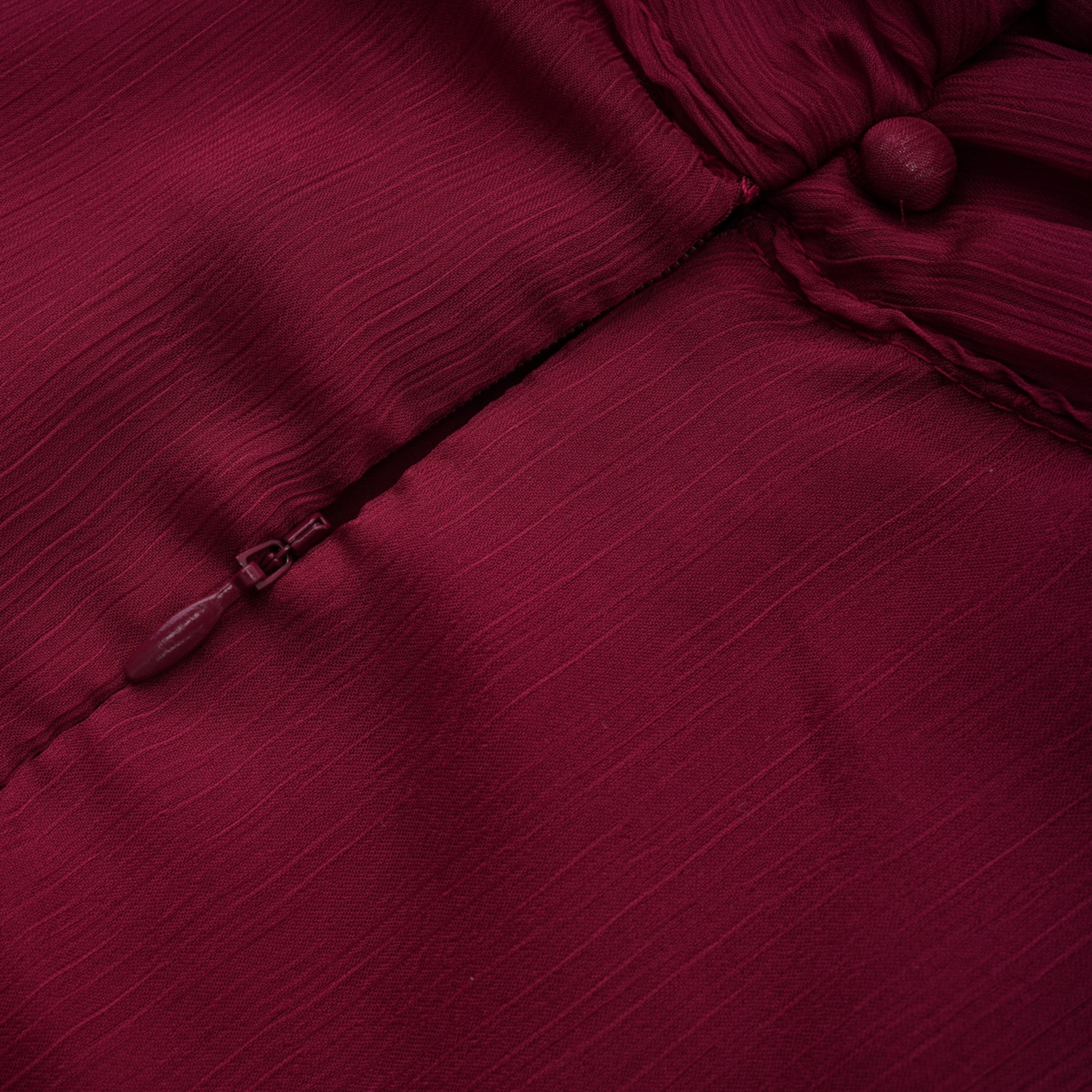 Éléna Burgundy Asymmetrical Ruffled Tulle Mini Dress (Final Sale-US Only)