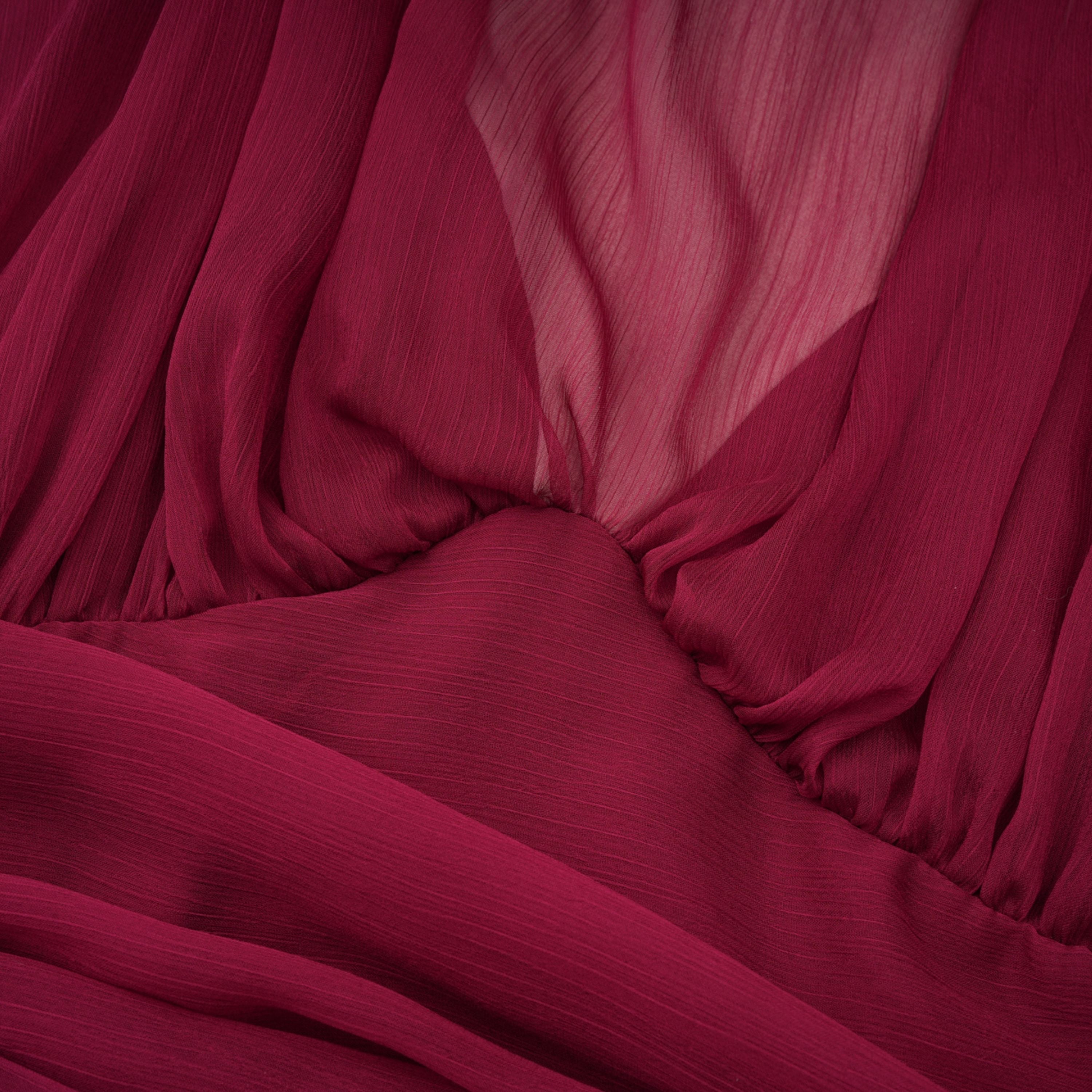 Éléna Burgundy Asymmetrical Ruffled Tulle Mini Dress (Final Sale-US Only)