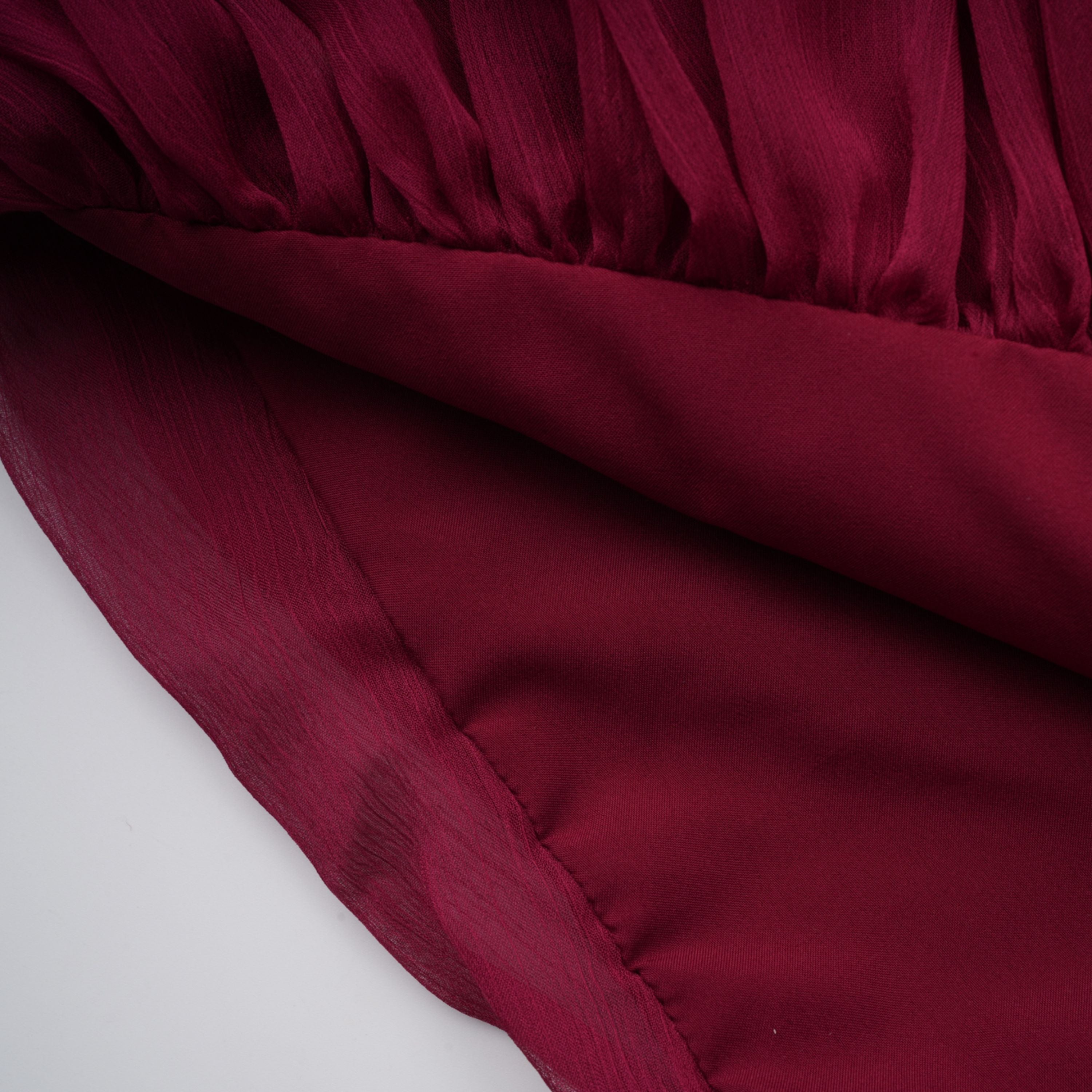Éléna Burgundy Asymmetrical Ruffled Tulle Mini Dress (Final Sale-US Only)