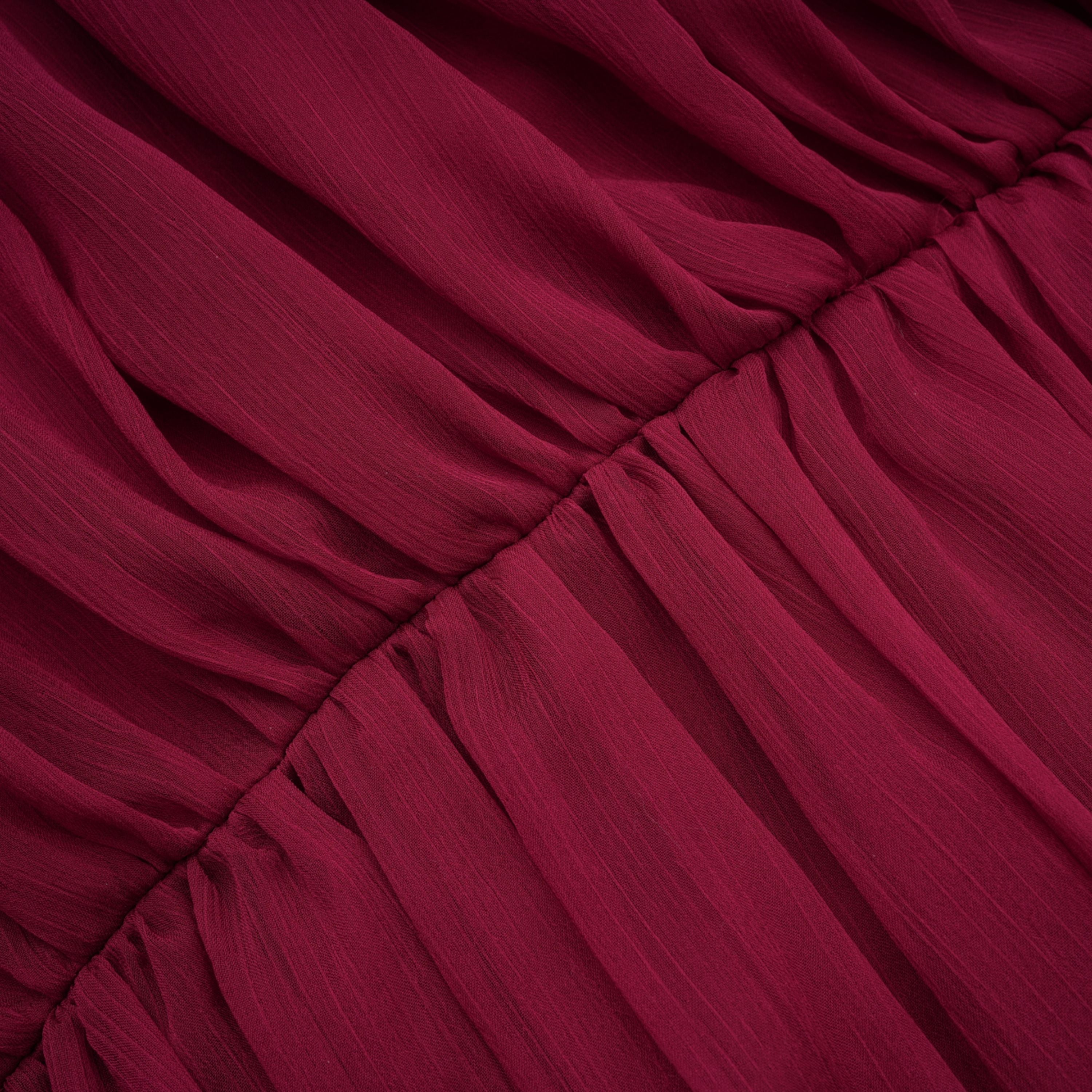 Éléna Burgundy Asymmetrical Ruffled Tulle Mini Dress (Final Sale-US Only)