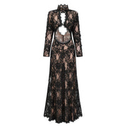 Kenza Black Cut Out Floral Lace Maxi Dress (Final Sale)