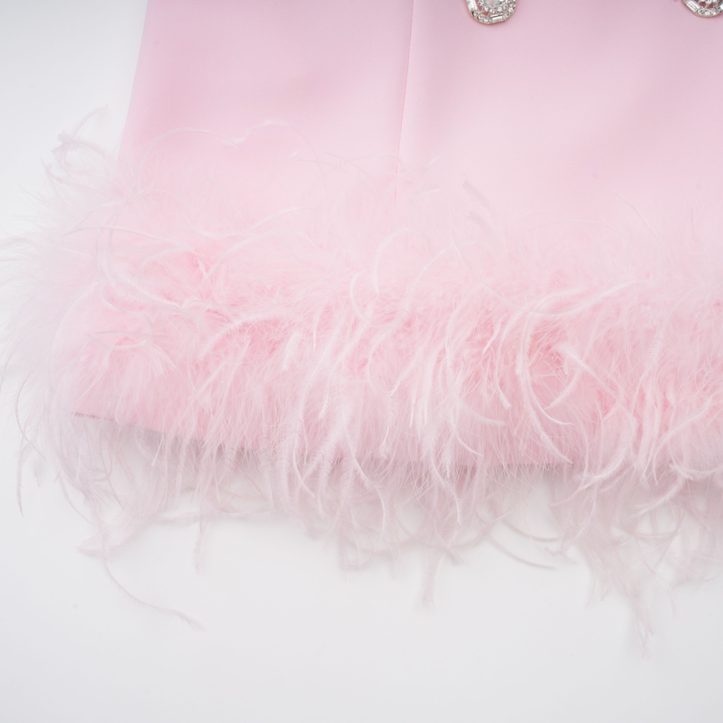 Freja Pink Feather Trim Mini Blazer Dress (Final Sale-US Only)