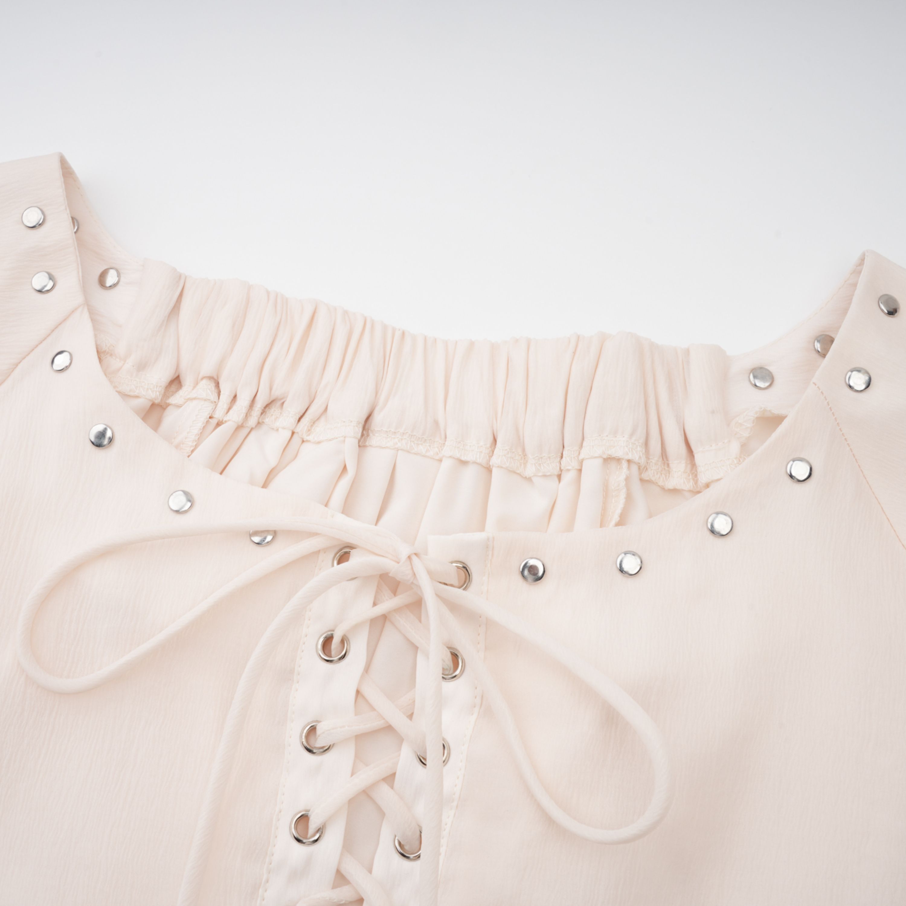 Perrine self-tie ruffled blouse & skirt matching set