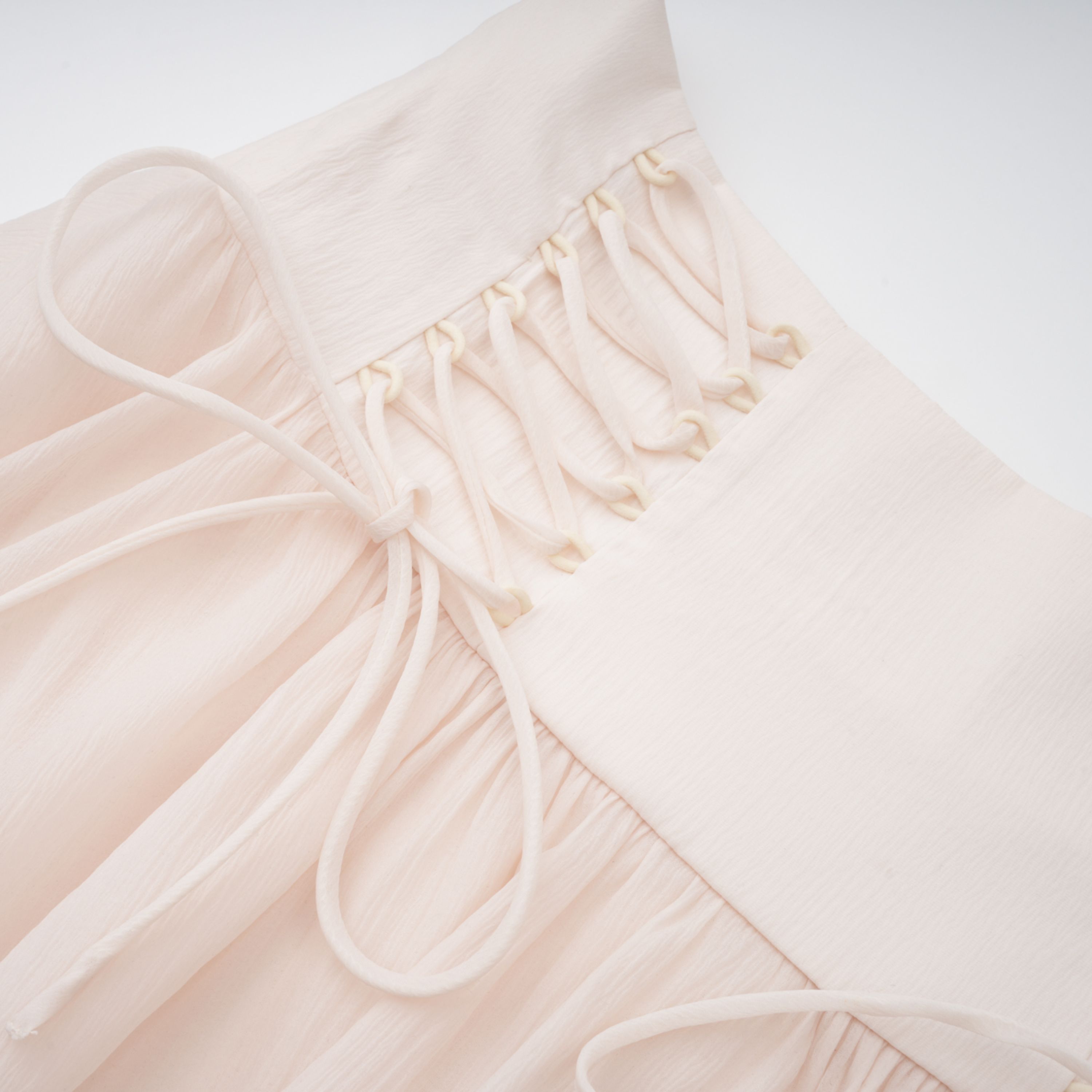 Perrine self-tie ruffled blouse & skirt matching set