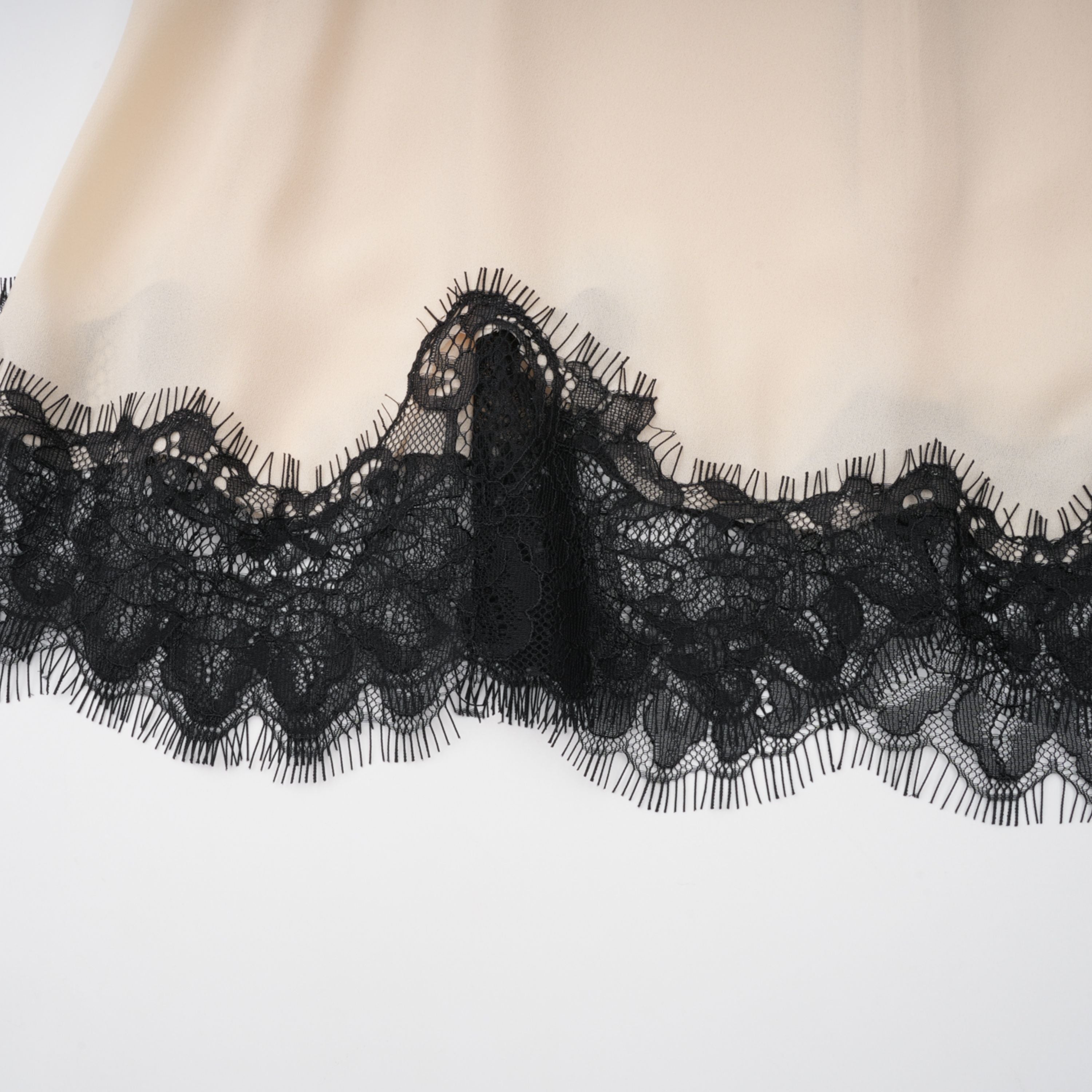 Zsófia Neutral Lace Panel Chiffon Top & Skirt Matching Set (Final Sale-US Only)