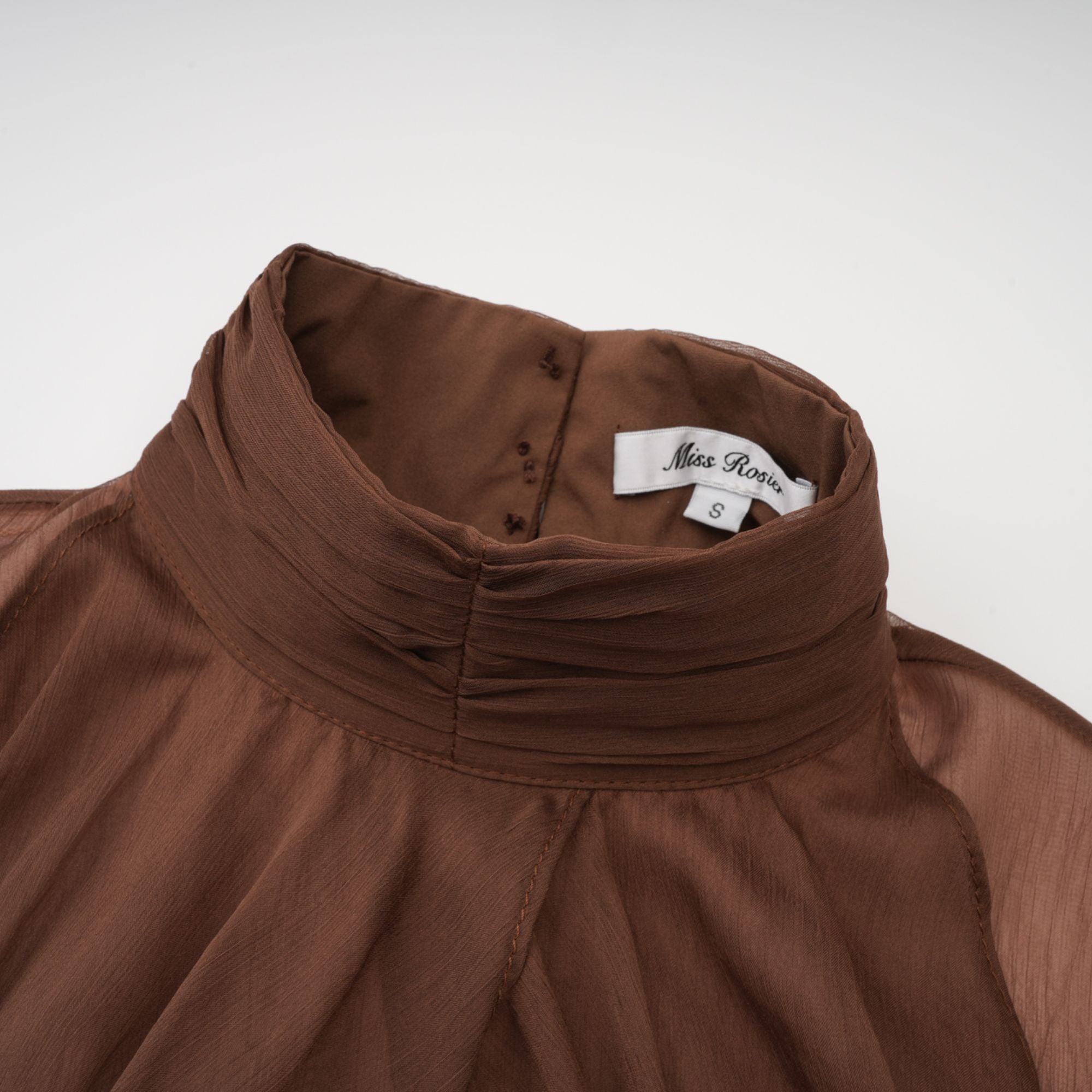 Jade Brown Ruched Tulle Mini Dress