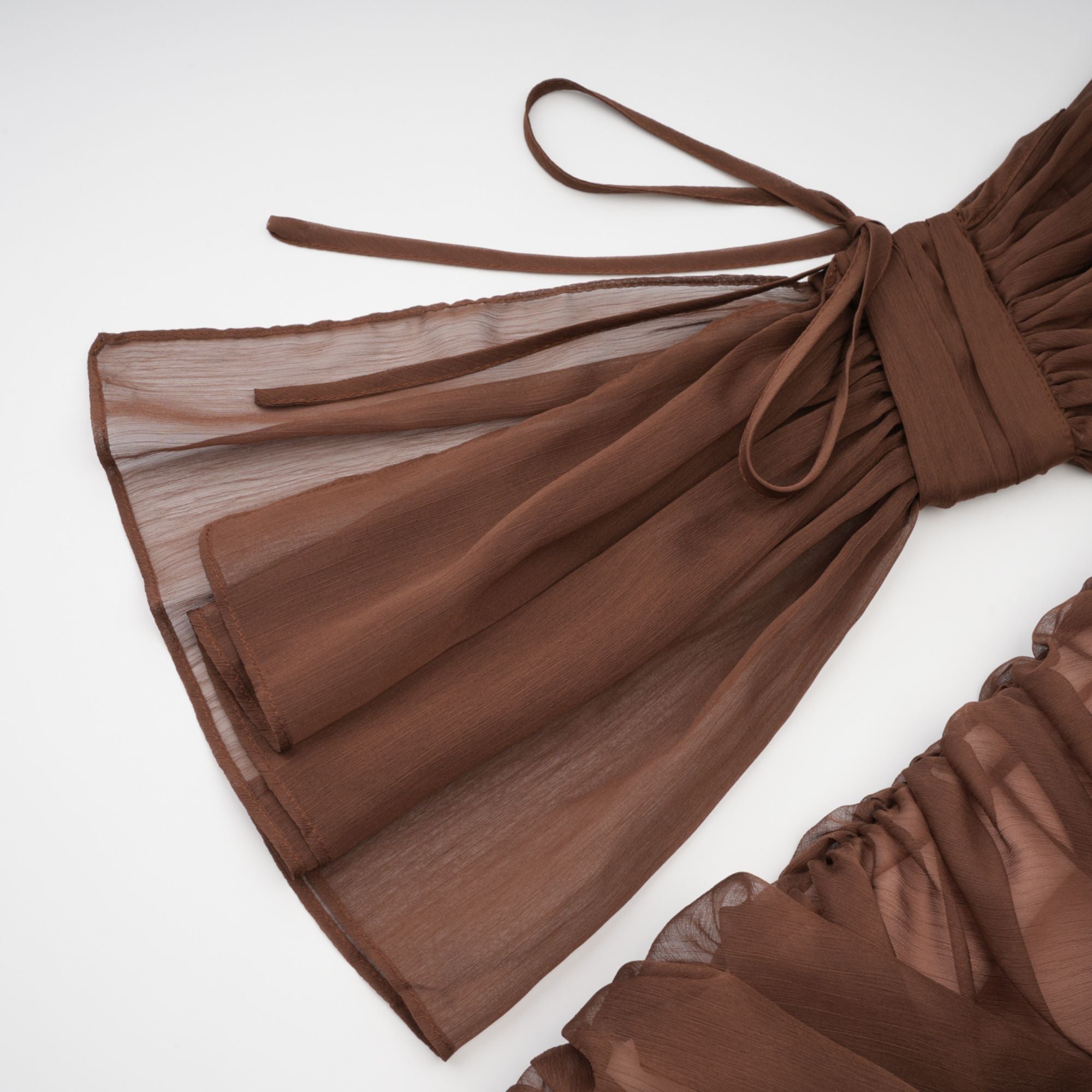 Jade Brown Ruched Tulle Mini Dress (Final Sale-US Only)