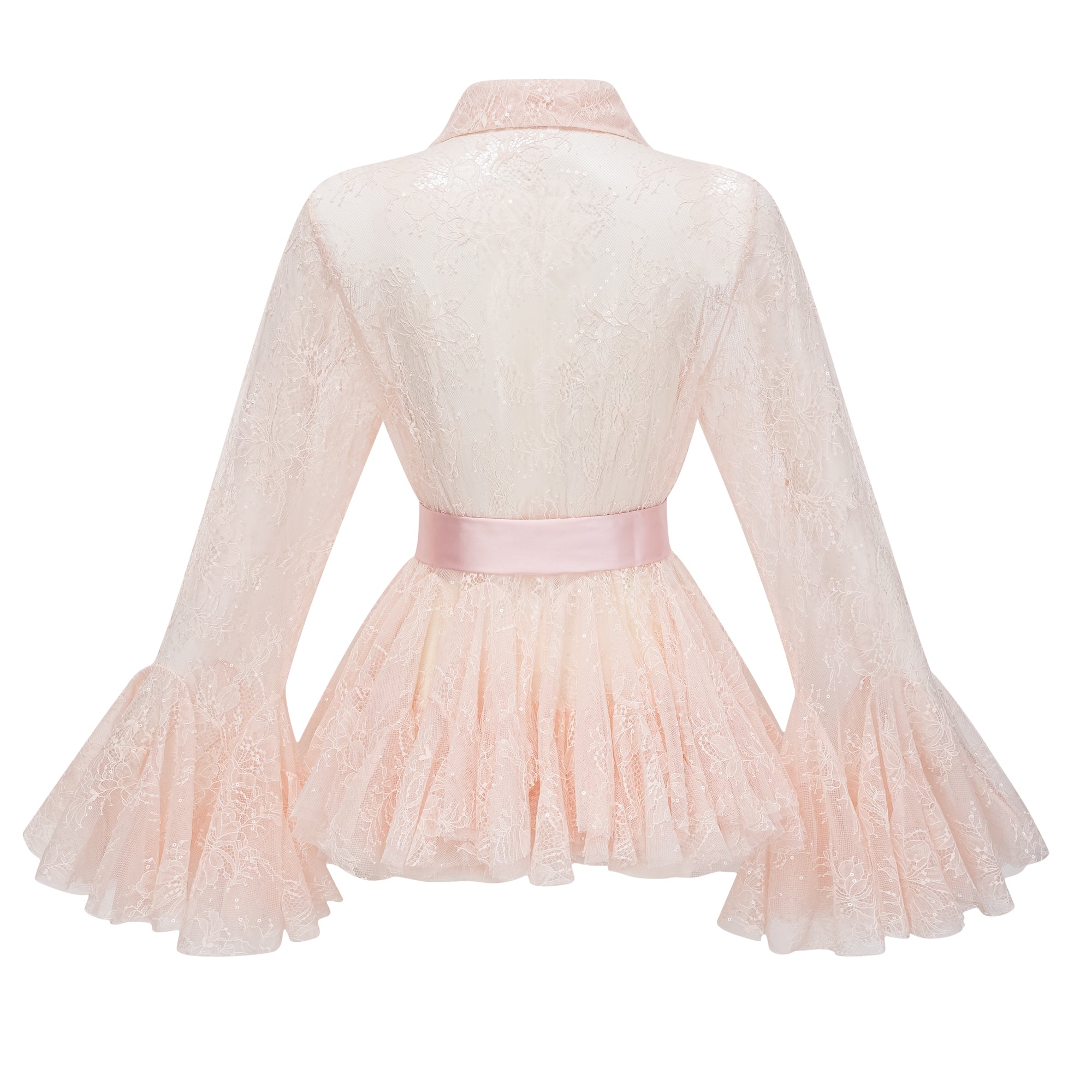 Fadila Pink Semi-Sheer Blouse & Dress Set