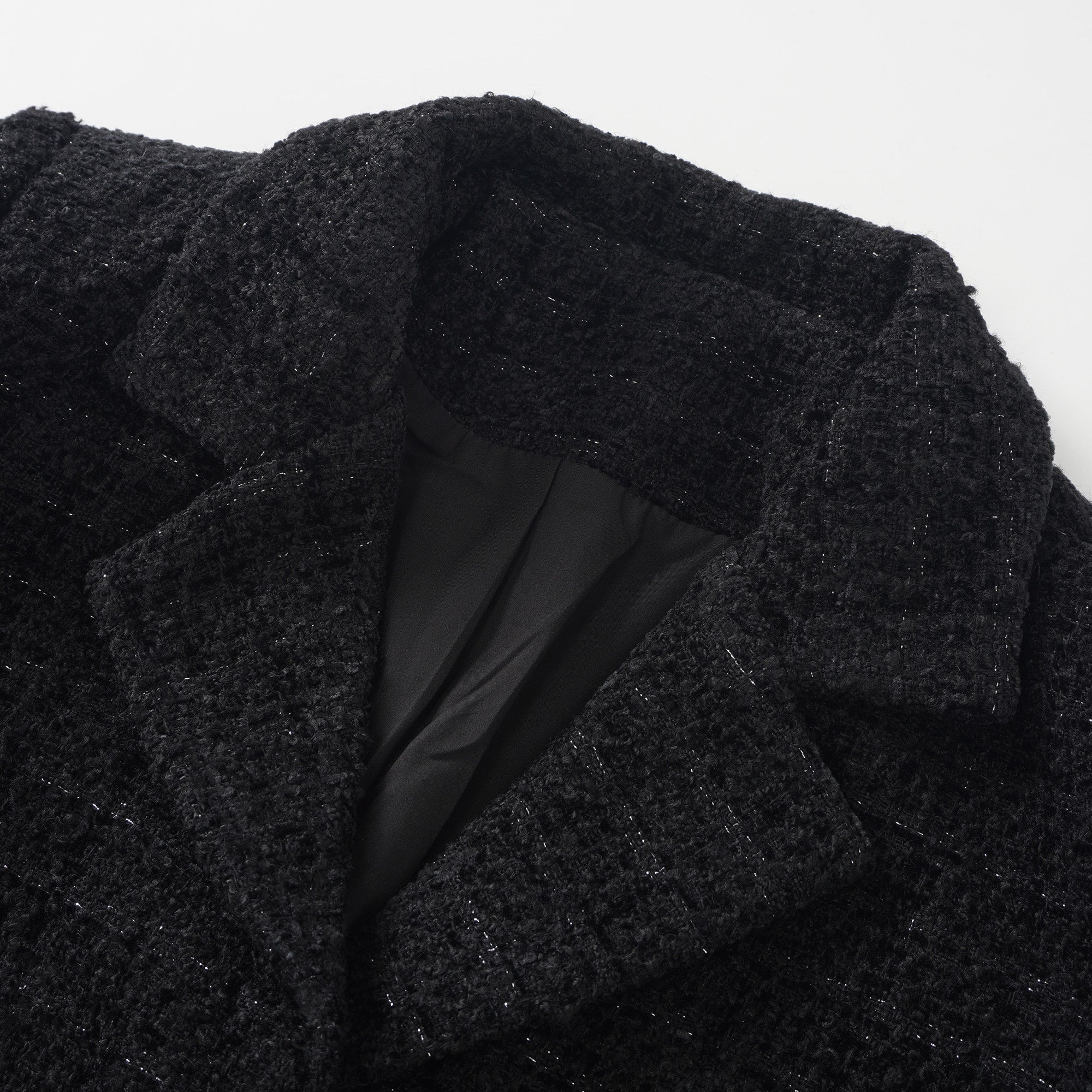 Ariadna Black Tweed Jacket & Satin Skirt Set (Final Sale-US Only)
