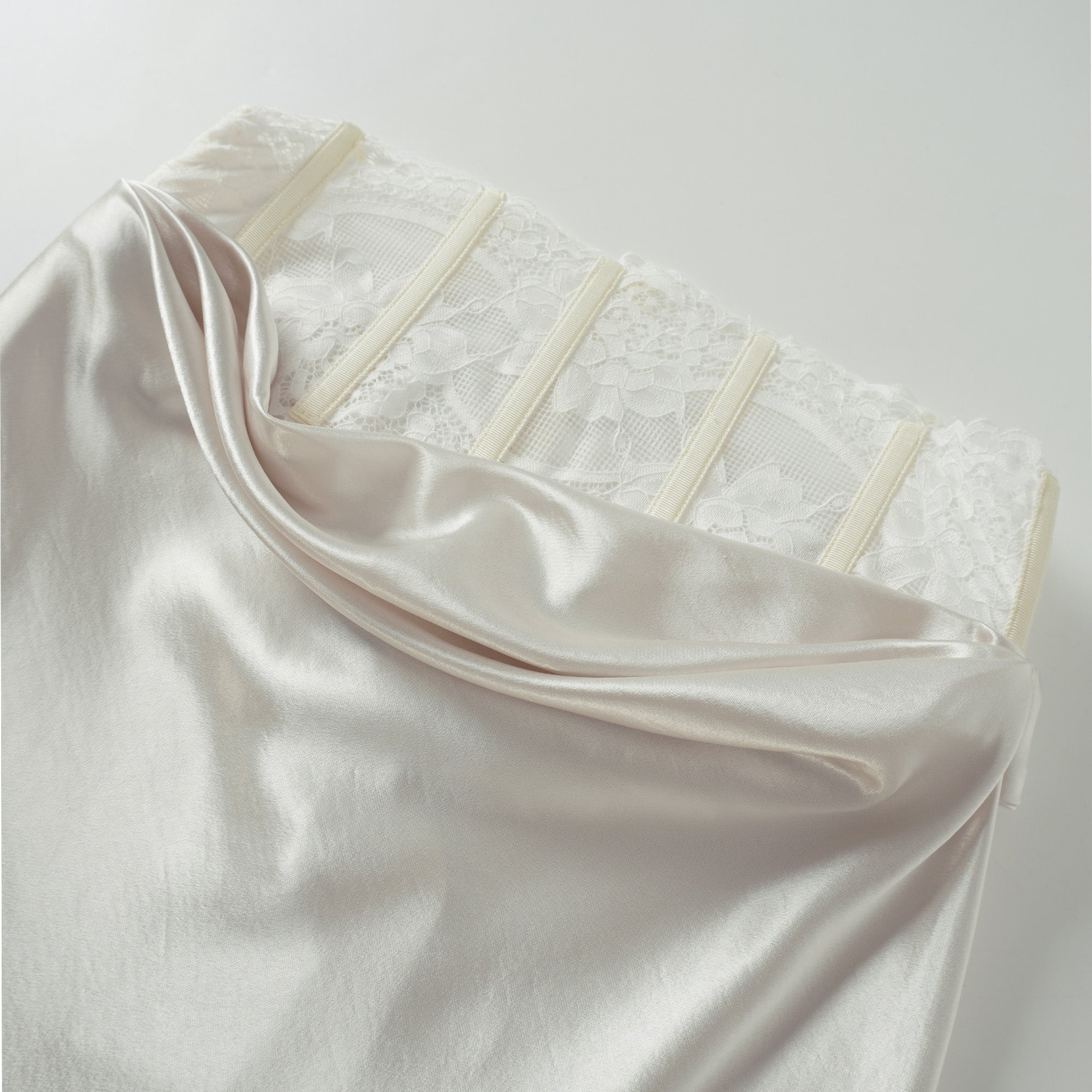 Eeva White Floral Lace Panel Maxi Skirt