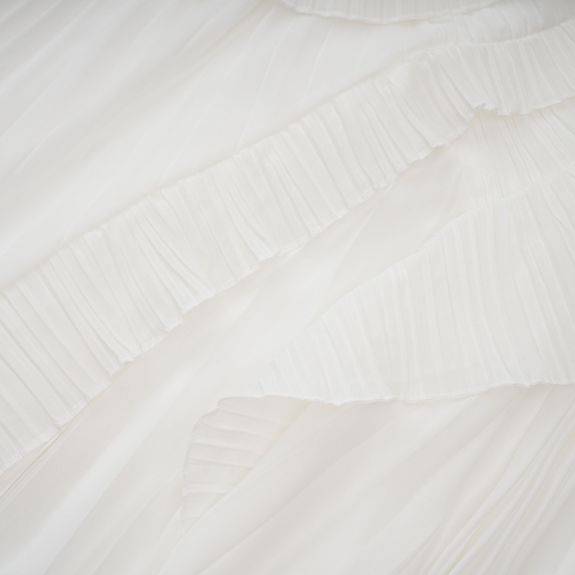 Doux White Ruffled Trim Pleated Midi Dress (Final Sale-US Only)