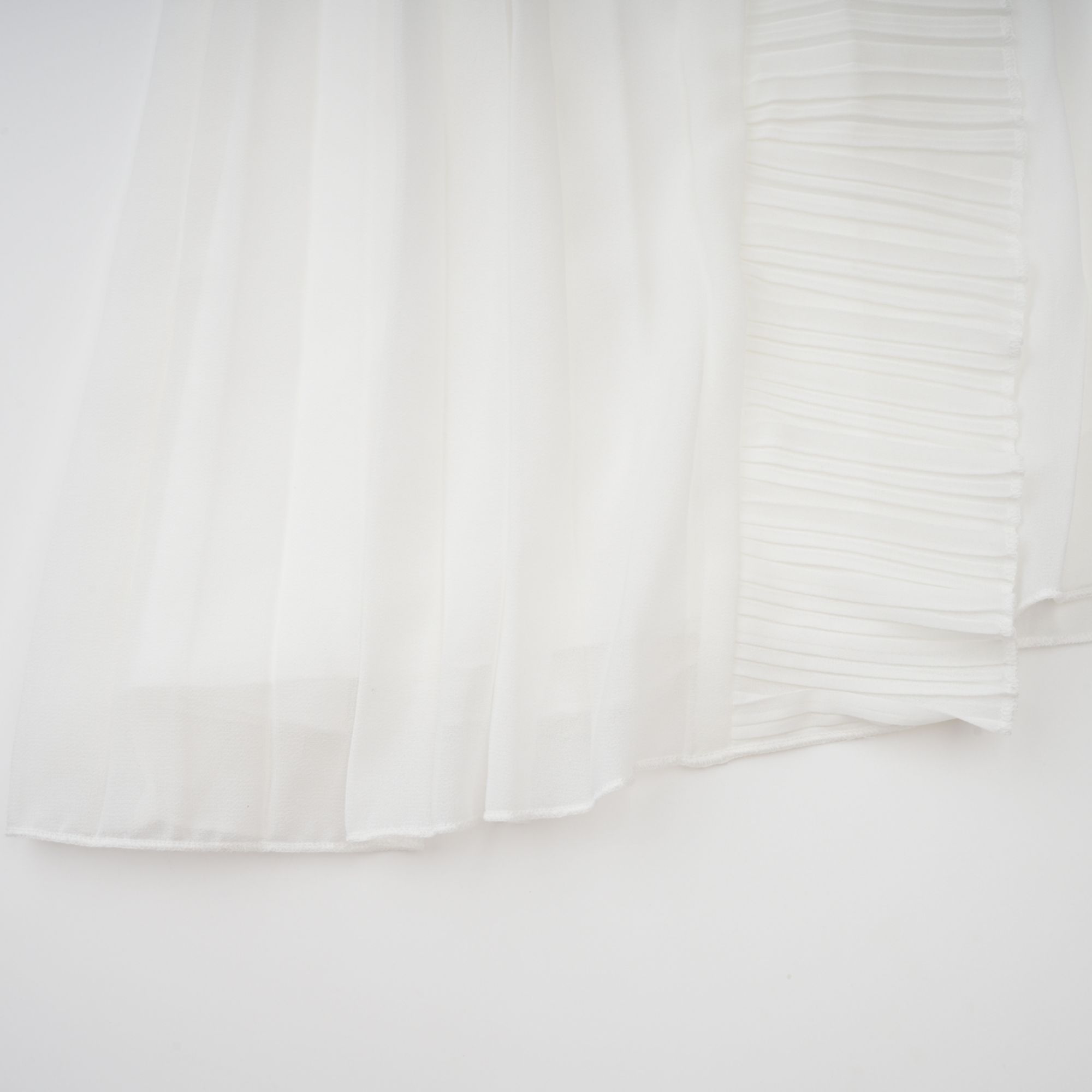 Doux White Ruffled Trim Pleated Midi Dress (Final Sale-US Only)