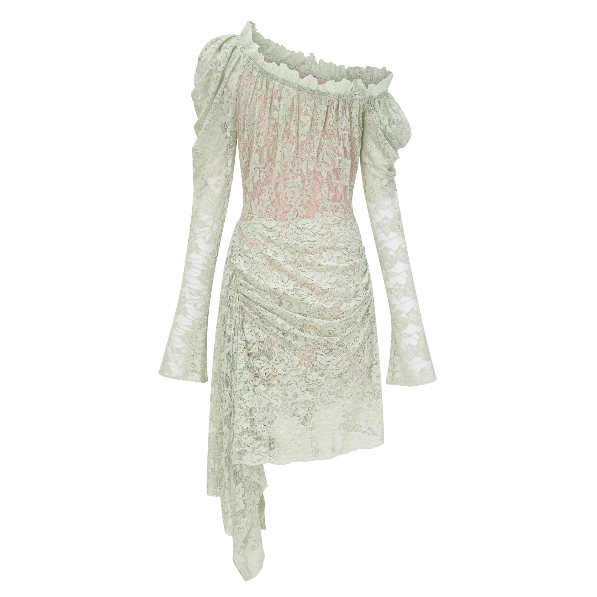 Alexis Sage Green Semi-Sheer Floral Lace Mini Dress (Final Sale-US Only)