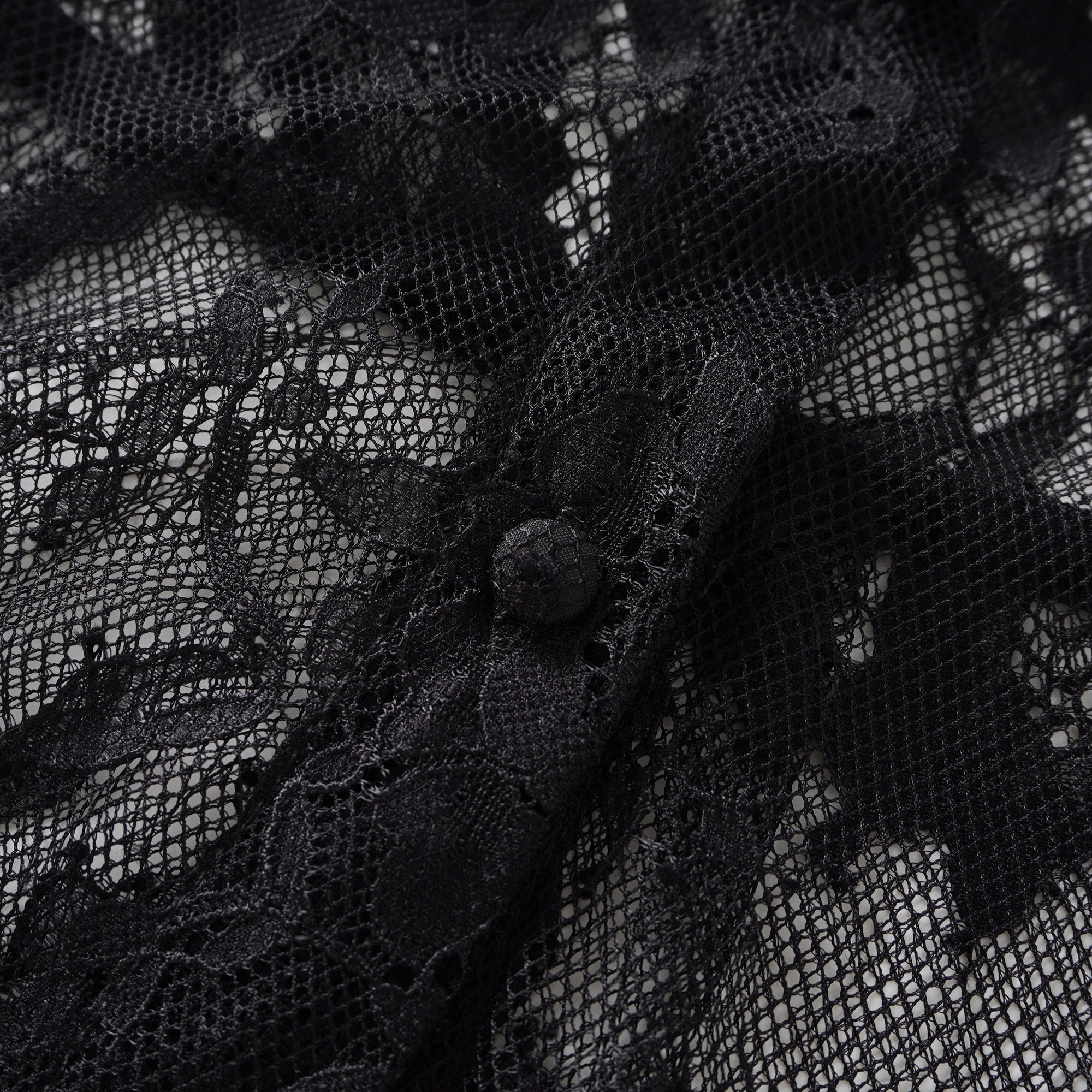 Quintine Black Ribbon Tie-Neck Floral Lace Blouse