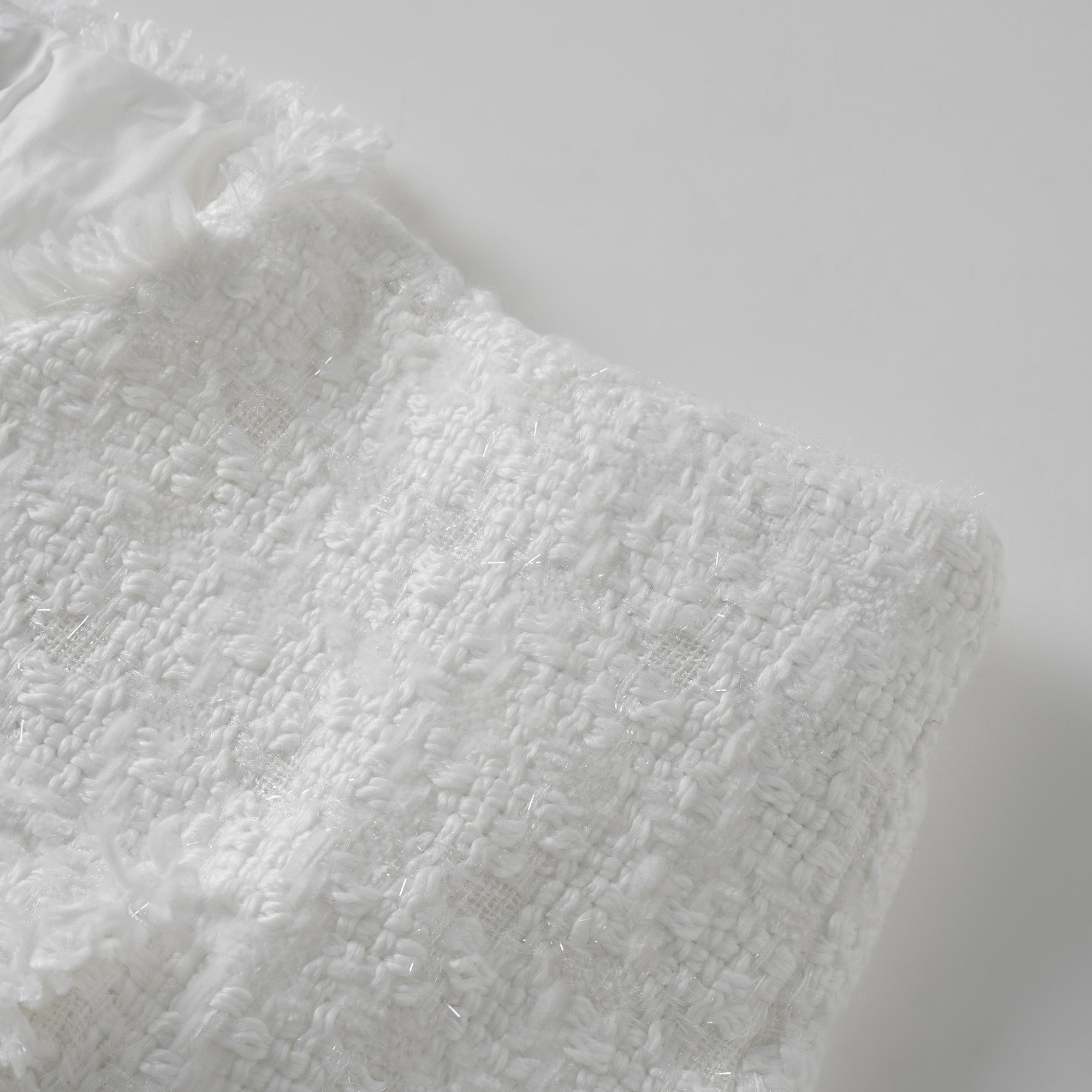 Séraphine White Frayed Tweed Jacket & Shorts Set