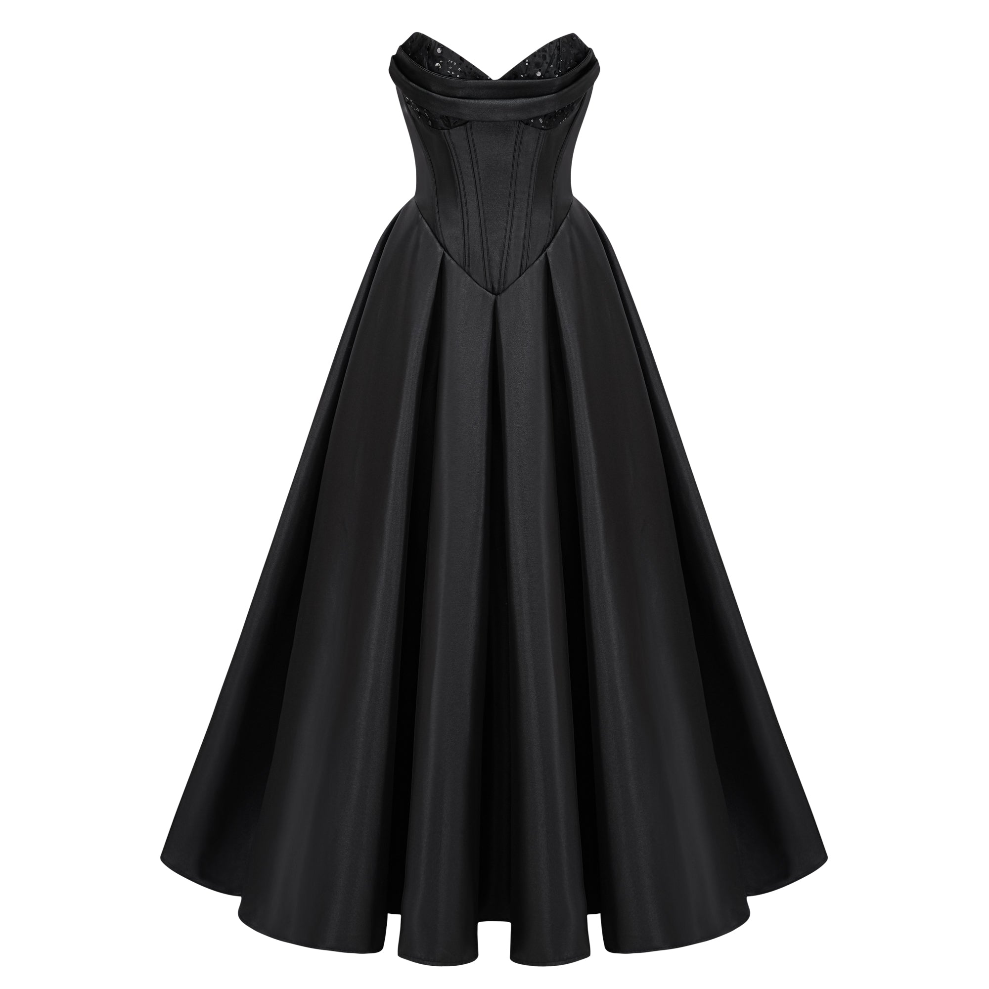 Ivana Black Corset Bodice Maxi Gown