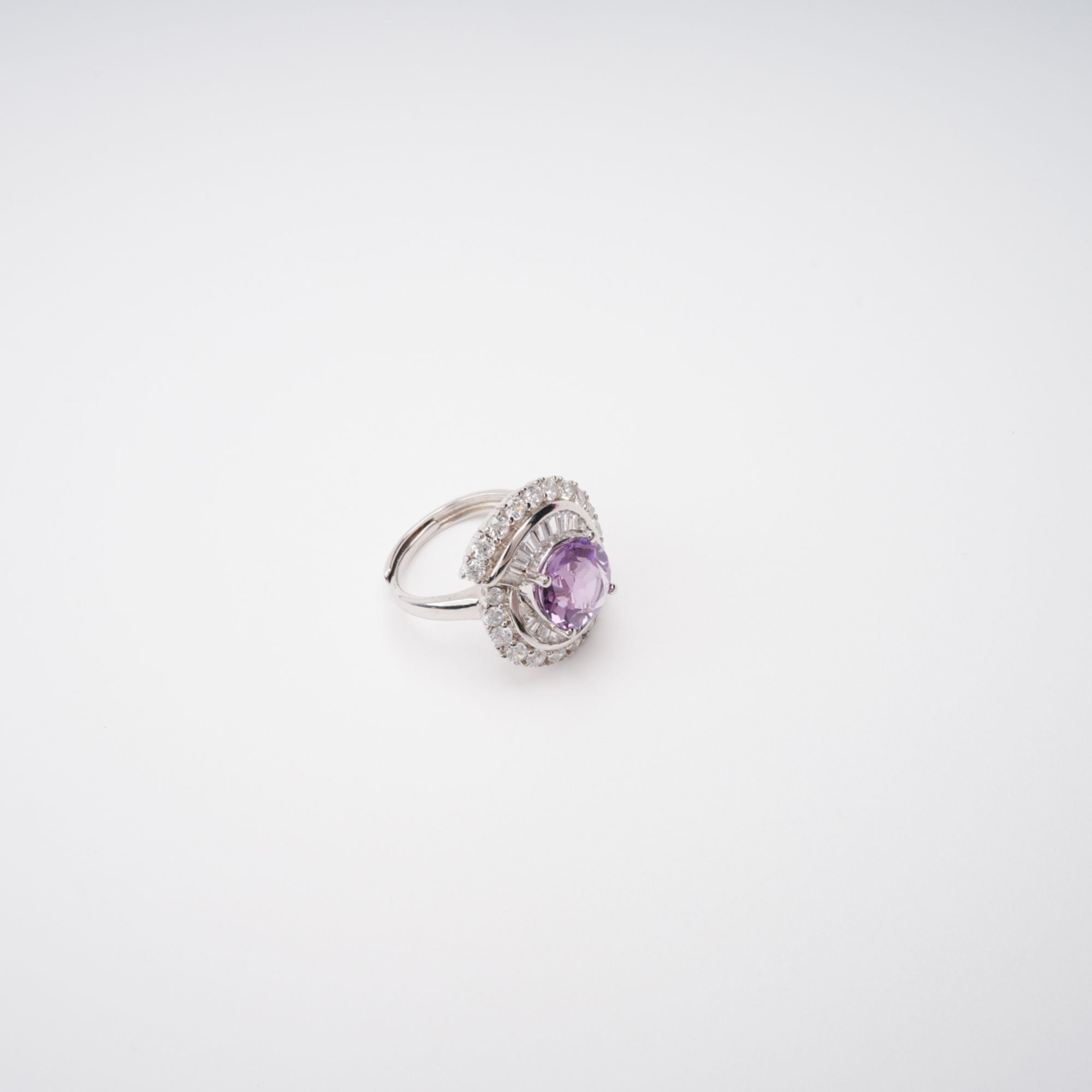 Margaux Purple Halo Setting Adjustable Ring