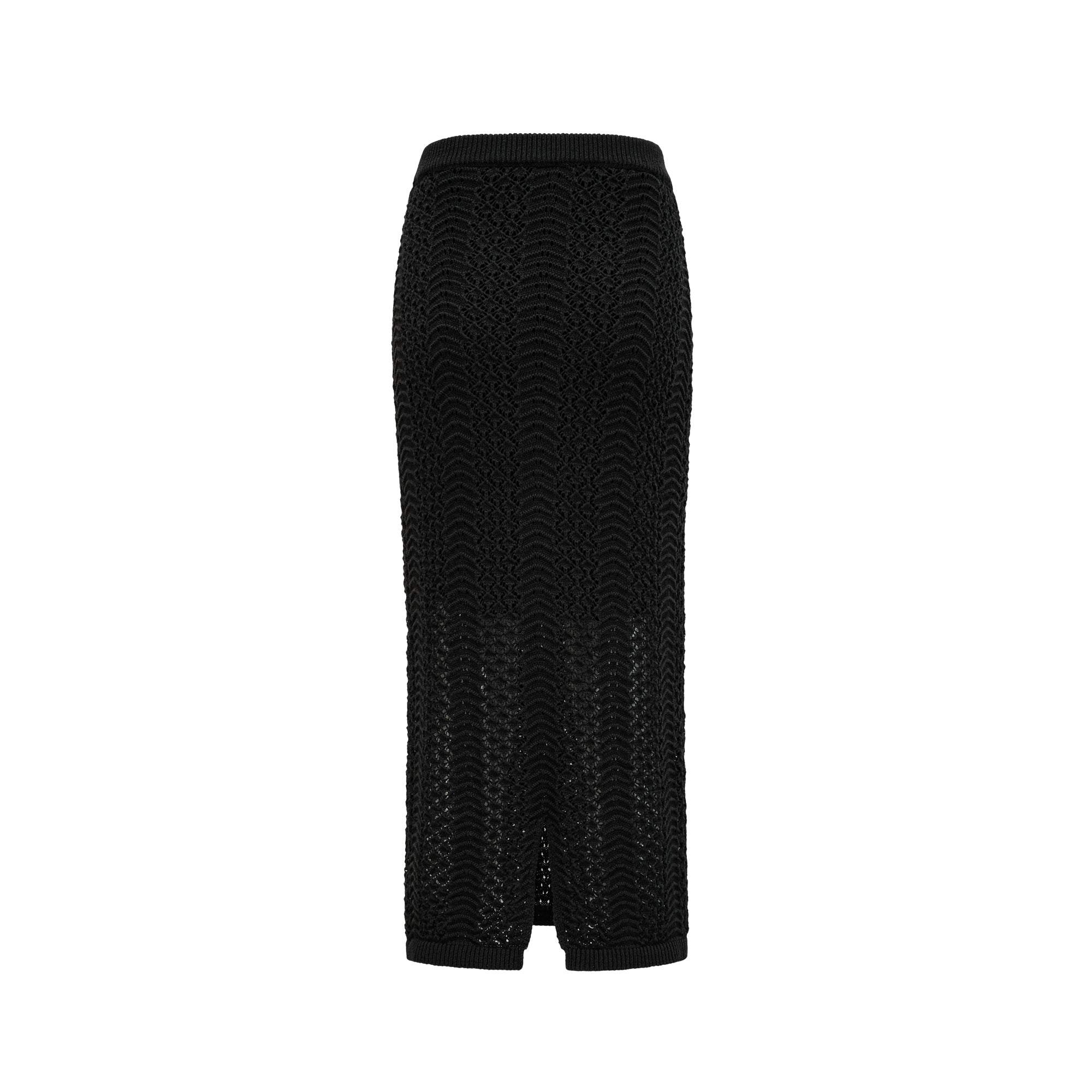 Ophelie black sequined crochet-knit cardigan & skirt matching set