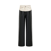 Clotilde contrast-color leather trousers - Black