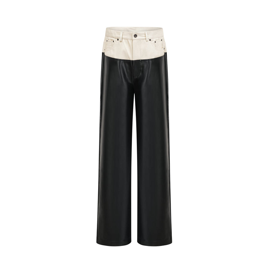 Clotilde contrast-color leather trousers - Black
