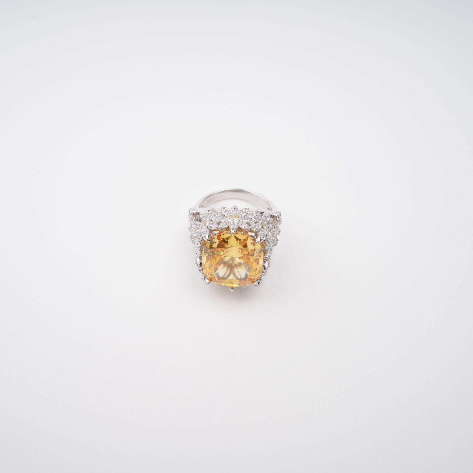 Amandine Yellow Halo-Set Gemstone Ring