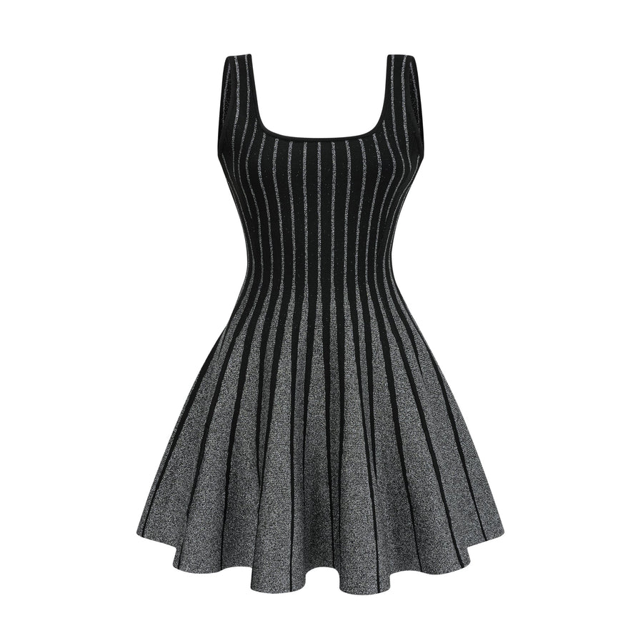 Anouk black glittered flared mini dress - Black