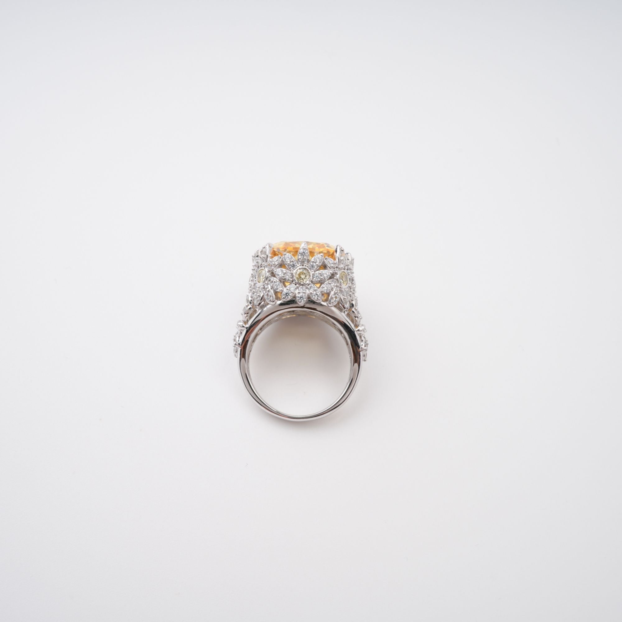Amandine Yellow Halo-Set Gemstone Ring