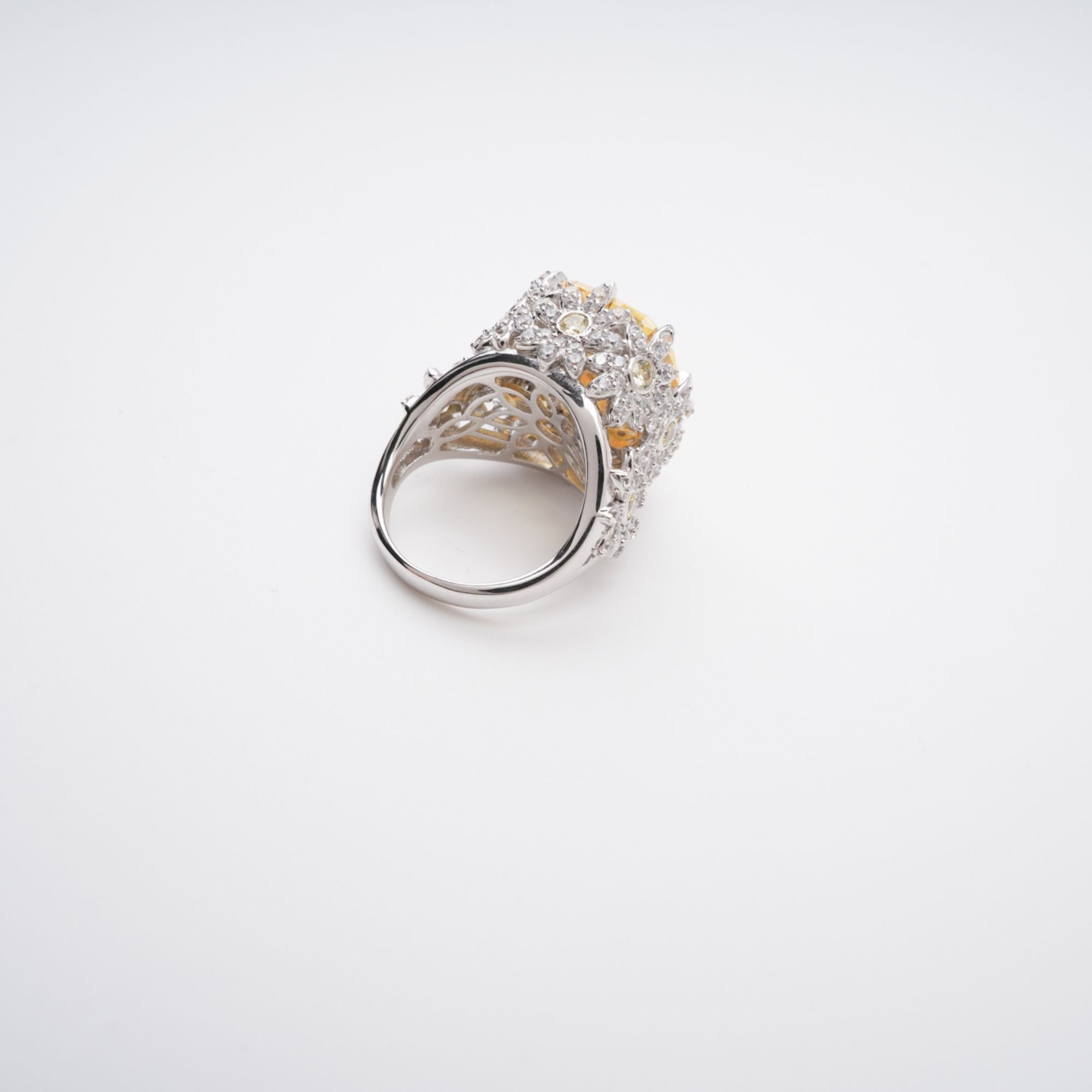 Amandine Yellow Halo-Set Gemstone Ring