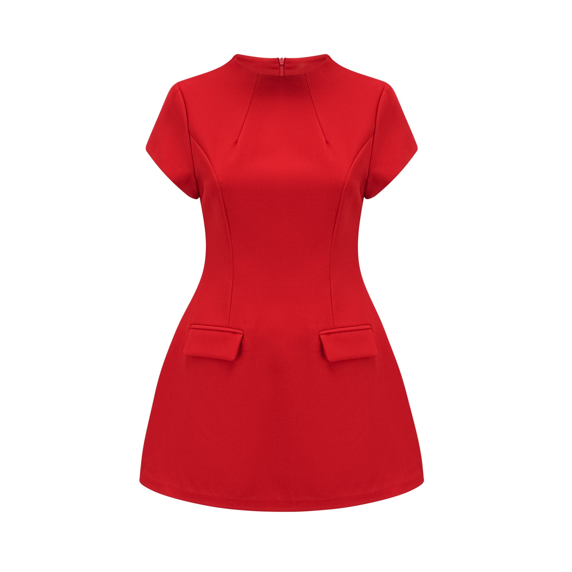 Esther red cap-sleeve mini dress - Red
