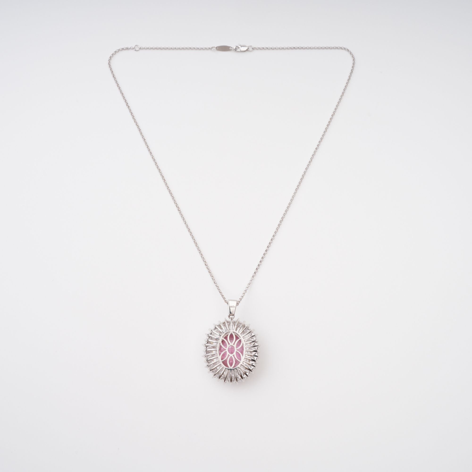 Raphaëlle Pink Oval Gemstone Pendant Sterling Silver Necklace